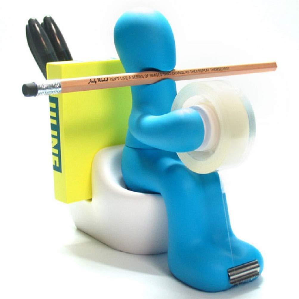 Funny Toilet Butt Tape Dispenser Pen Holder - Novelty Desk Organizer with Notepad & Paperclip Holder - Perfect for Office, Home, or School Desk Accessories