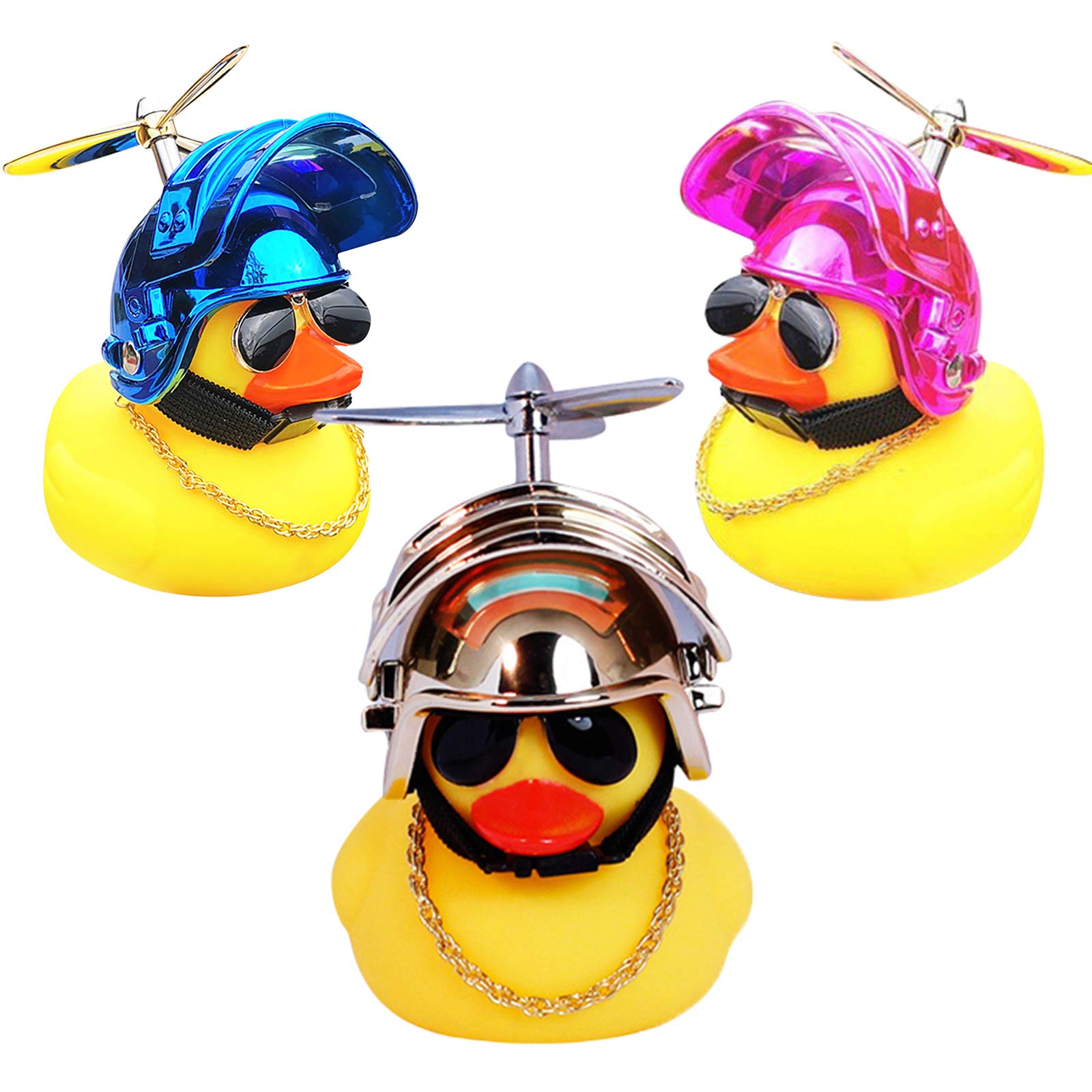 Cool Rubber Duck Car Decor - 3-Pack with Sunglasses & Gold Chain for Dashboard Fun