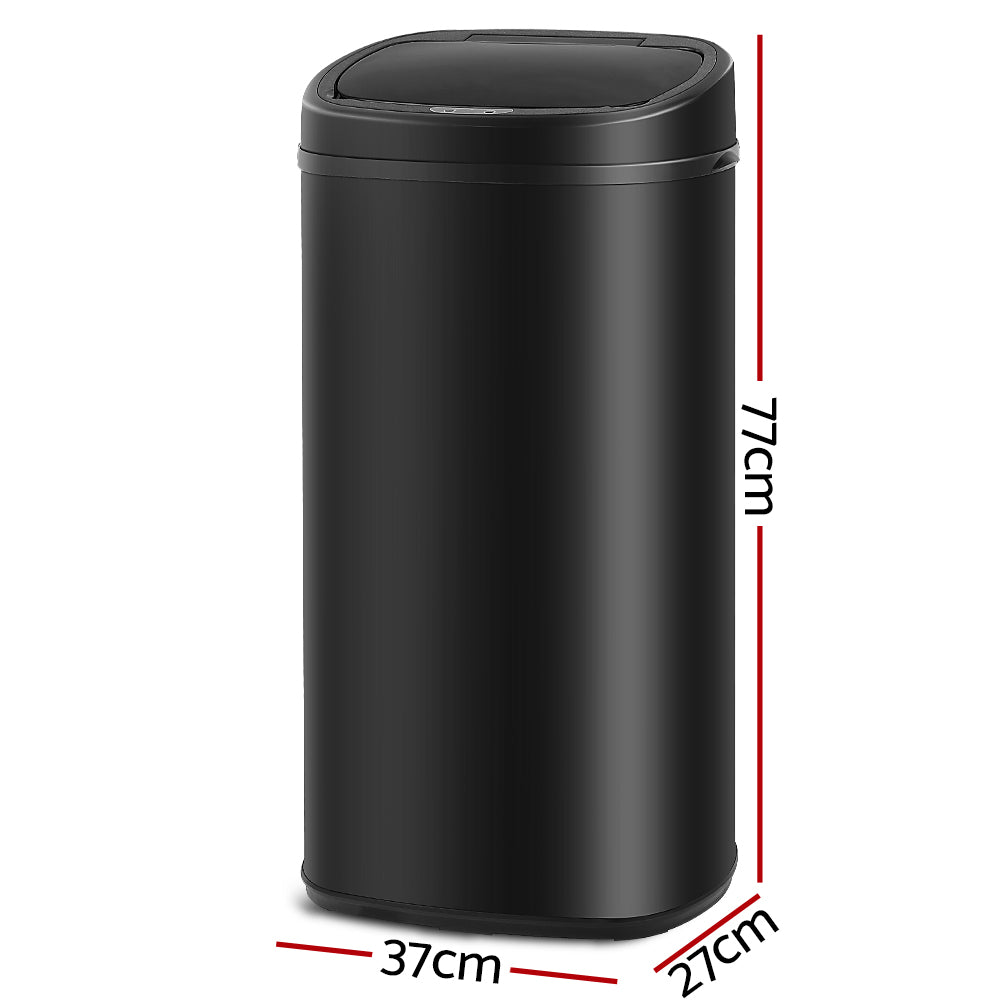 68L Motion Sensor Trash Can - Automatic Touchless Garbage Bin with Lid, Black - Ideal for Kitchen, Bathroom, Office & Home Use