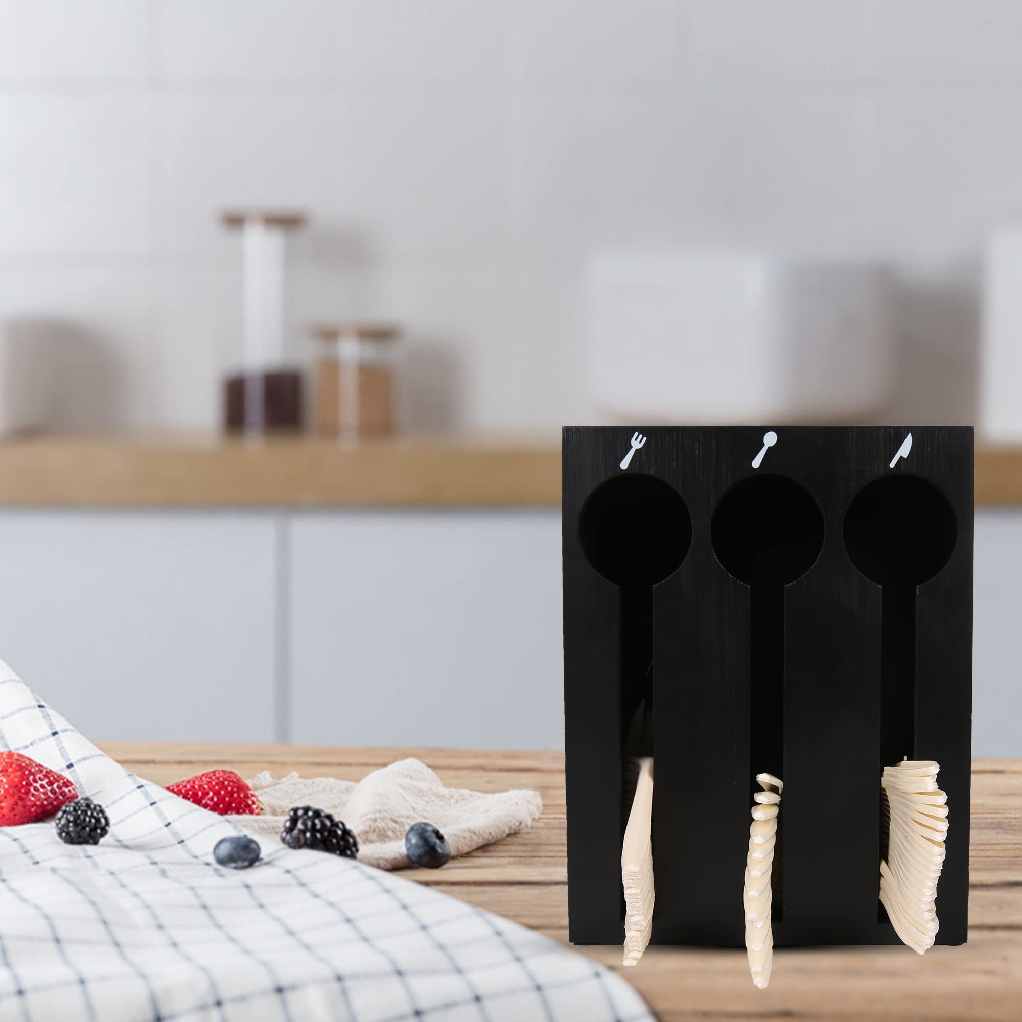 UCUDI Plastic Utensil Dispenser - 50 Slot Cutlery Organizer & Silverware Holder Caddy for Kitchen, Restaurant, Party - Durable Tableware Storage for Picnics, Office, Buffet, and Catering Events