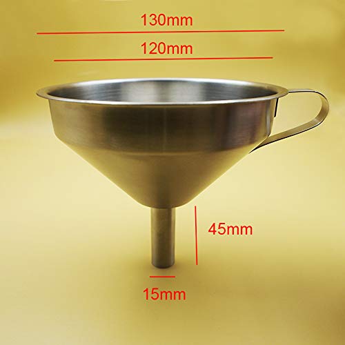 Premium 304 Stainless Steel Kitchen Funnel Set - 3 Piece with 400 Mesh Filter & Wide Mouth Strainer for Wine, Liquids, Dry Powder Transfer - Ideal for Home Brewing, Cooking, Baking & Canning (5 Inch Funnel)