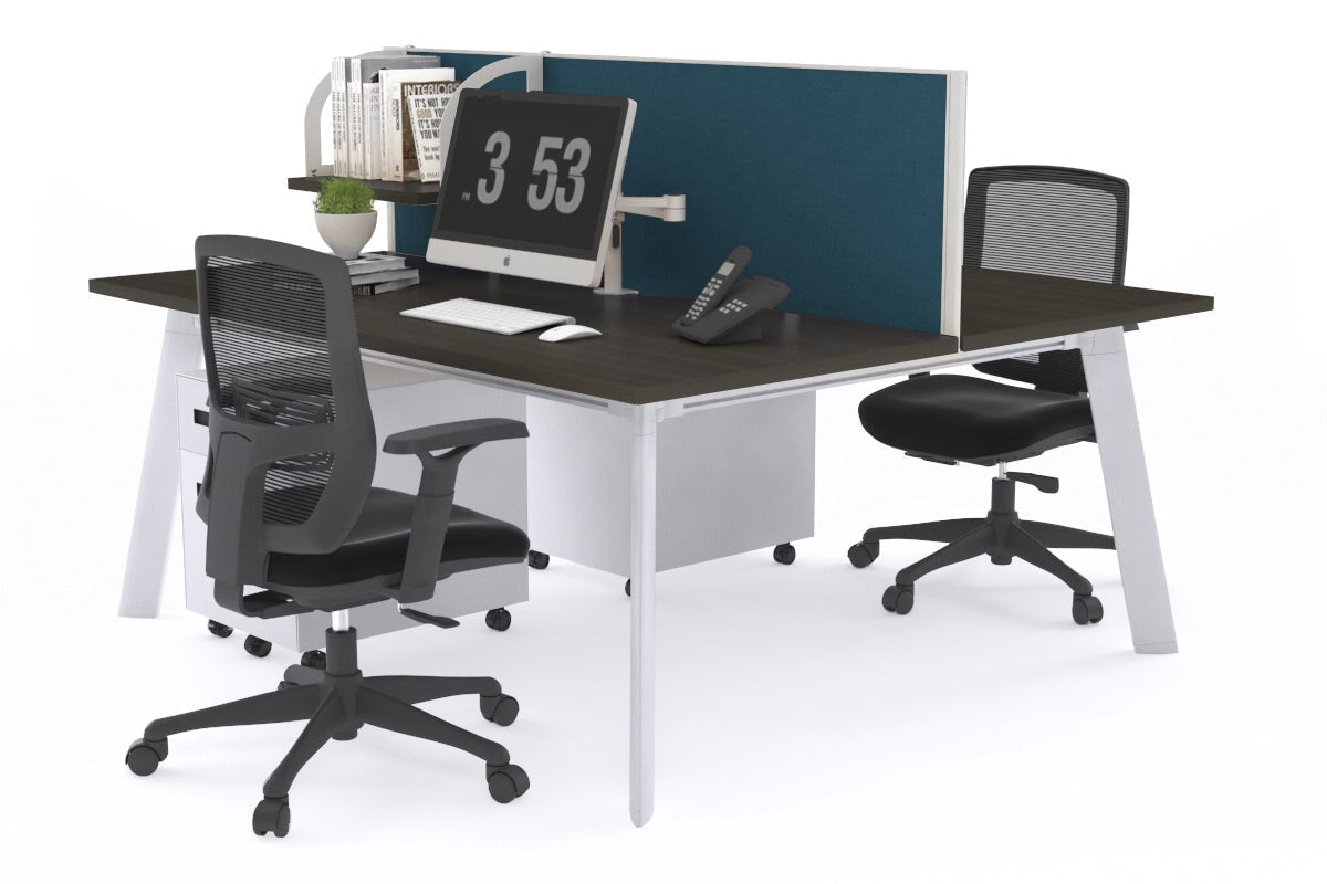 2-Person Workstation with White Frame - 1800L x 700W - Perfect for Office, Home Office, and Collaborative Workspaces