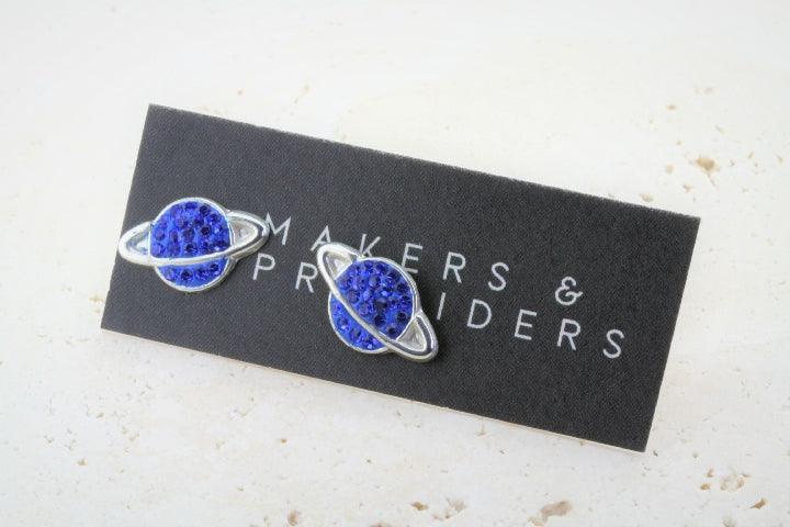 Saturn Stud Earrings in Blue - Stylish & Trendy Jewelry for Women | Perfect for Parties, Weddings & Everyday Wear