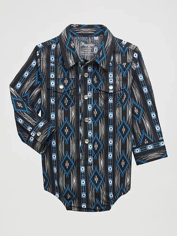 Boys Infant Blue Aztec Romper - Soft Cotton Baby Jumpsuit for Boys 0-24 Months | Perfect for Playdates, Photo Shoots & Everyday Wear