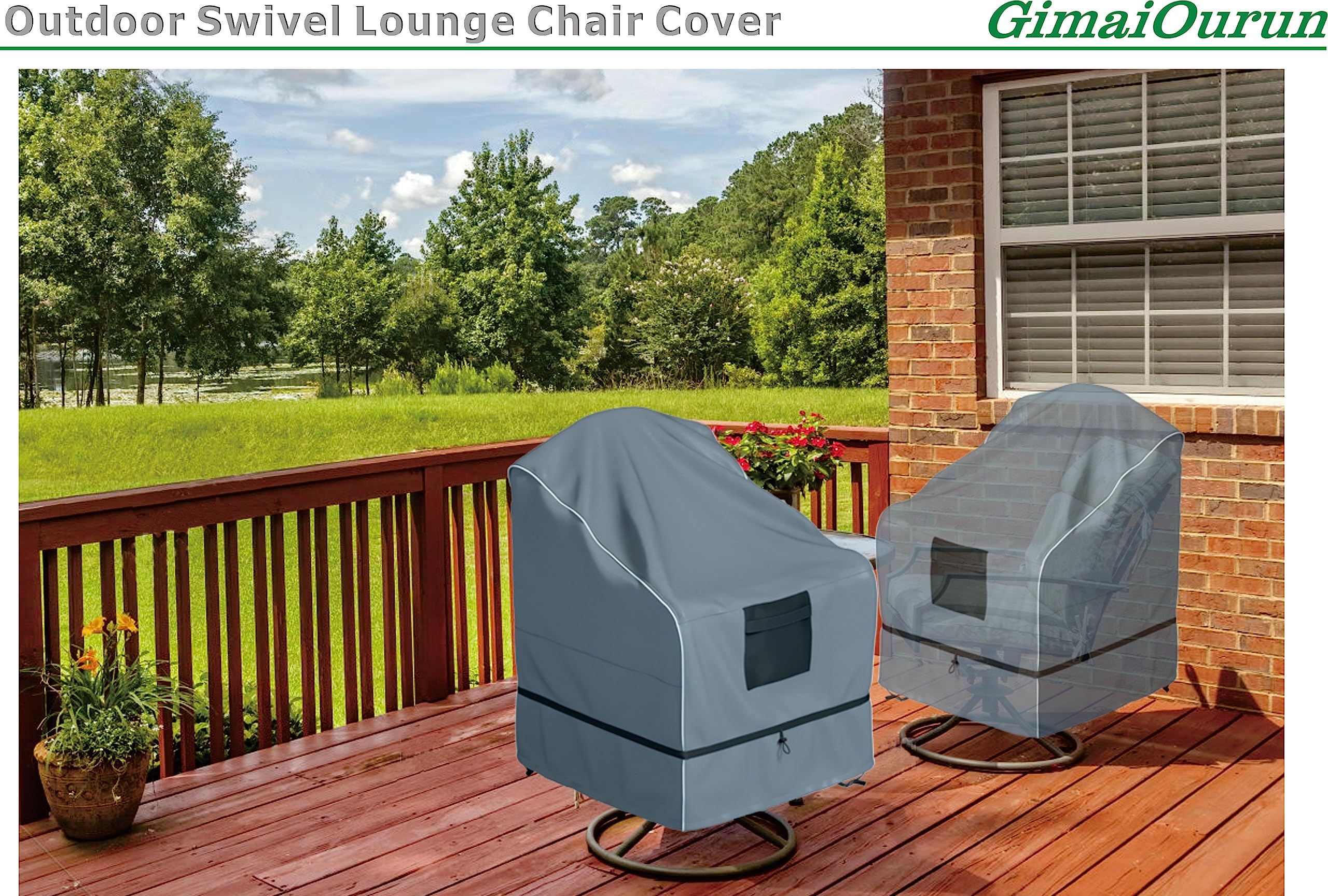 4 Pack Waterproof Heavy Duty Outdoor Swivel Lounge Chair Covers - 29
