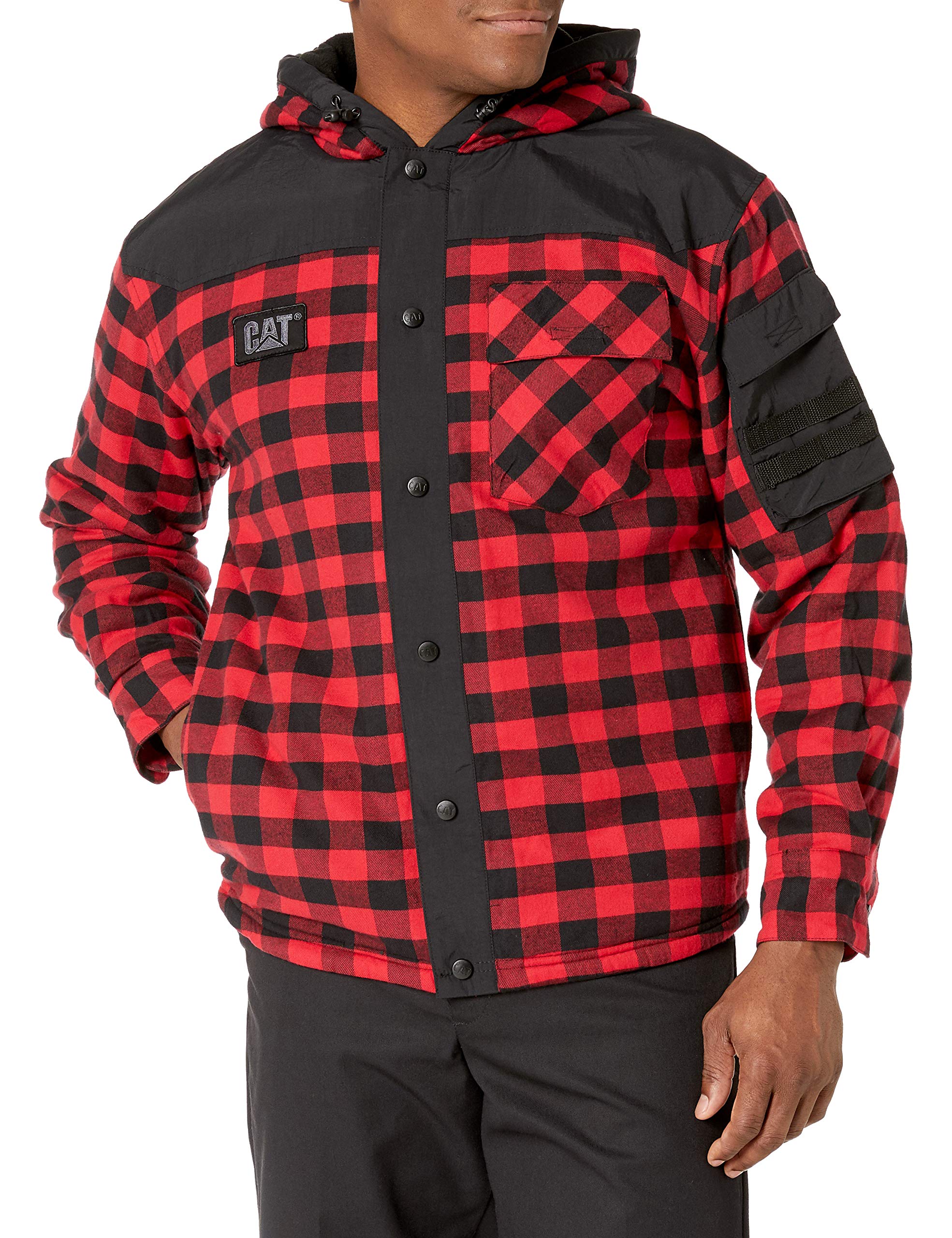 Caterpillar Men's Sequoia Shirt Jacket - Lightweight Flannel Workwear for Outdoor & Casual Wear | Durable & Comfortable Shirt Jacket for Hiking, Camping & Everyday Use