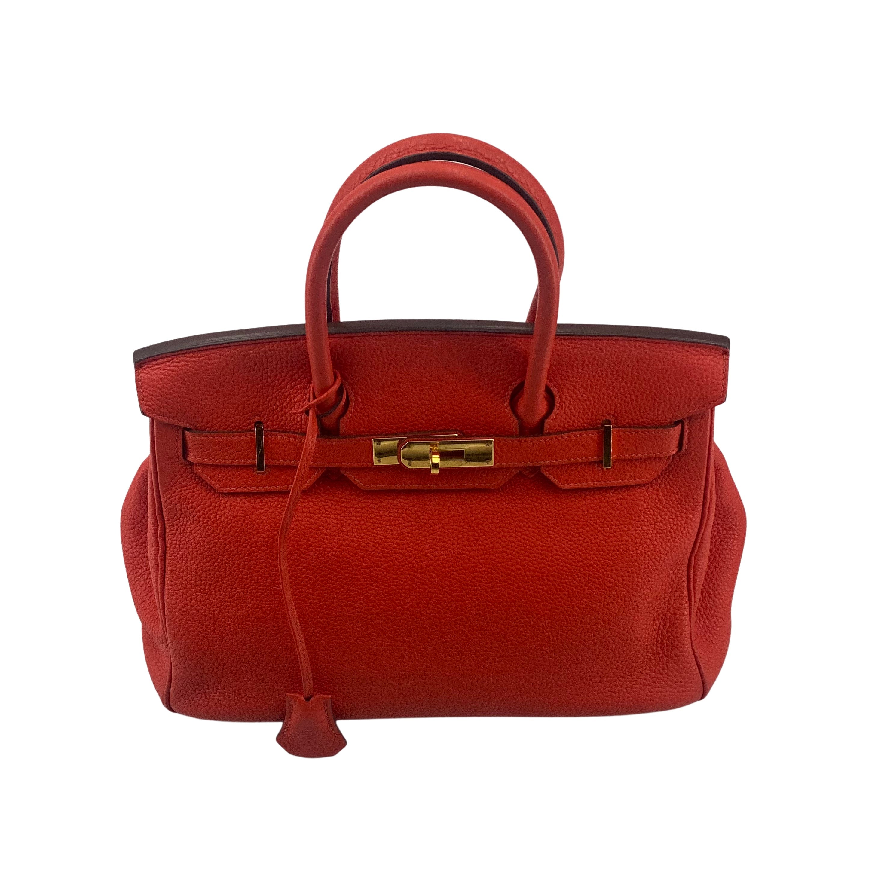 Authentic Hermes Birkin 30 Handbag in Orange Clemence Leather - Luxury Tote Bag for Women, Perfect for Work, Travel & Special Occasions