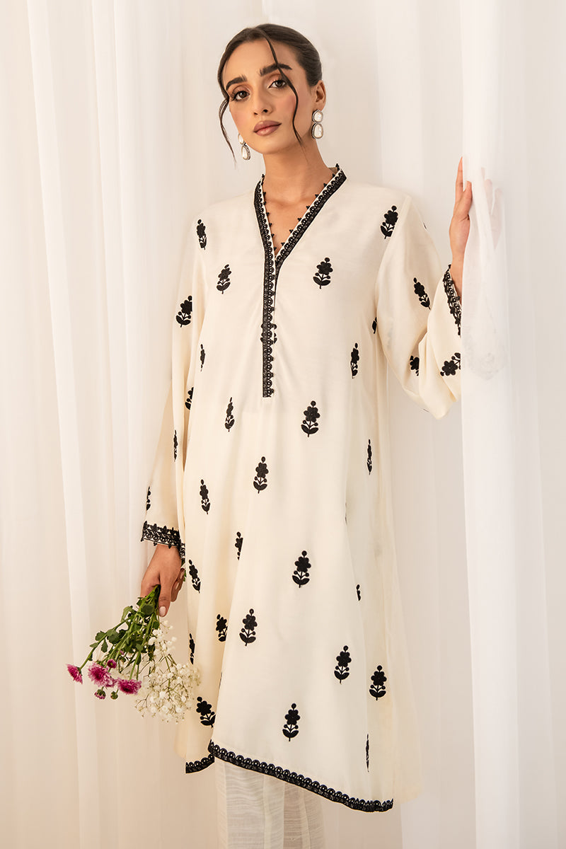 IVORY CHARM EMBROIDERED SHIRT - Elegant Women's Blouse with Floral Embroidery | Perfect for Casual Wear, Office Outfits & Special Occasions