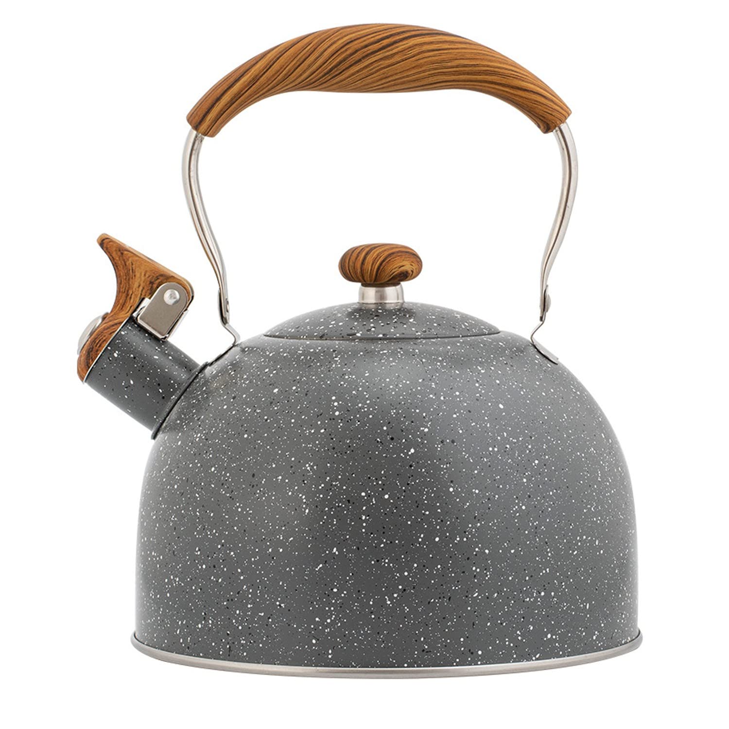 LSQXSS 2.5L Stainless Steel Whistling Tea Kettle with Folding Handle - Stovetop & Induction Compatible Water Boiler for Tea, Milk & Coffee - Perfect for Home Kitchen, Camping & Gas Stove Use (Grey)