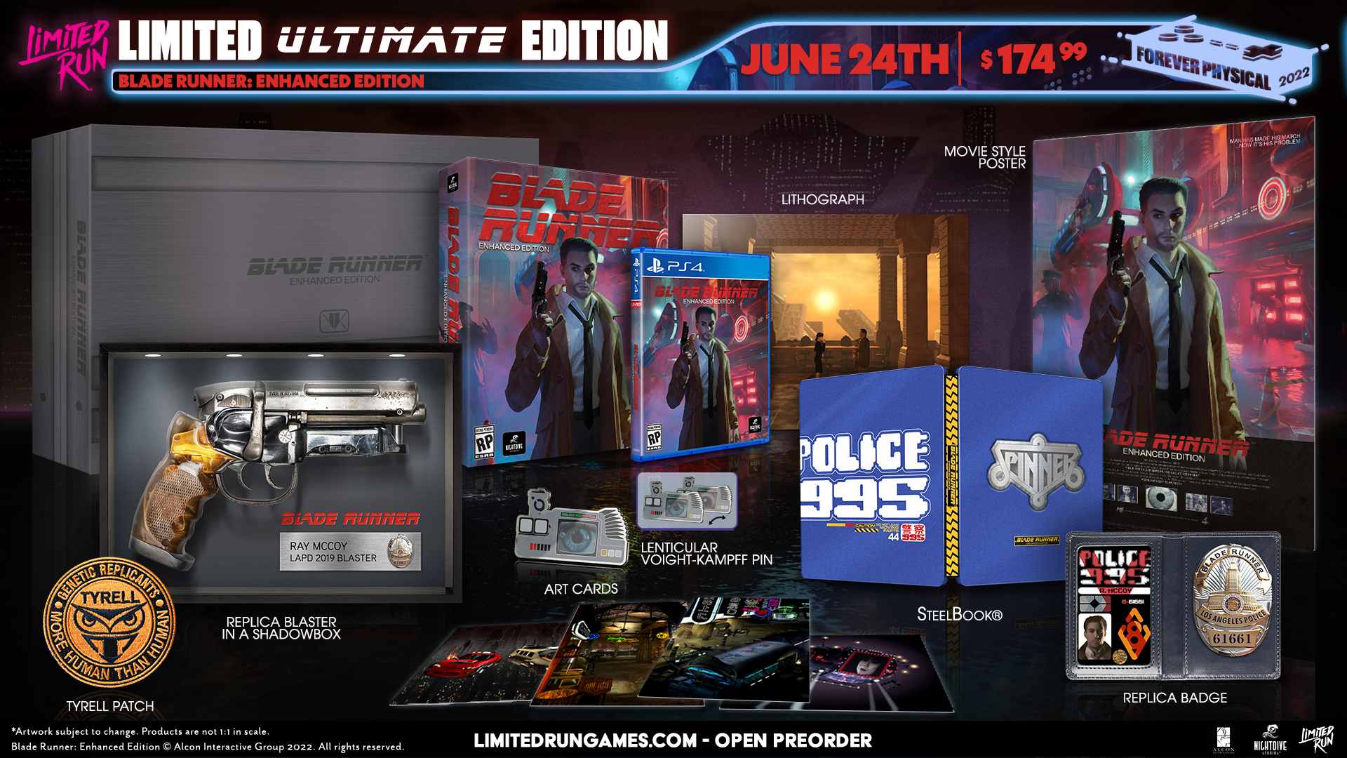 Blade Runner: Enhanced Edition Ultimate Edition (PS4) - Limited Run #466 - Collector's Edition for Sci-Fi Fans & Movie Lovers - Perfect for Gaming Nights & Home Theater Setups