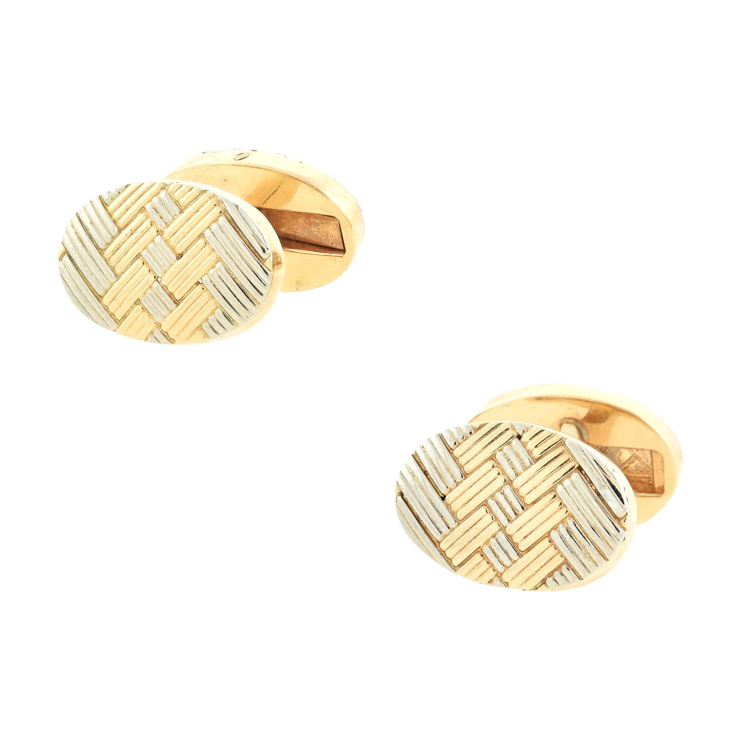Vintage TIFFANY & CO. 14K Two-Tone Gold Woven Cufflinks for Men - Luxury Dress Accessories for Weddings, Business Meetings & Formal Events