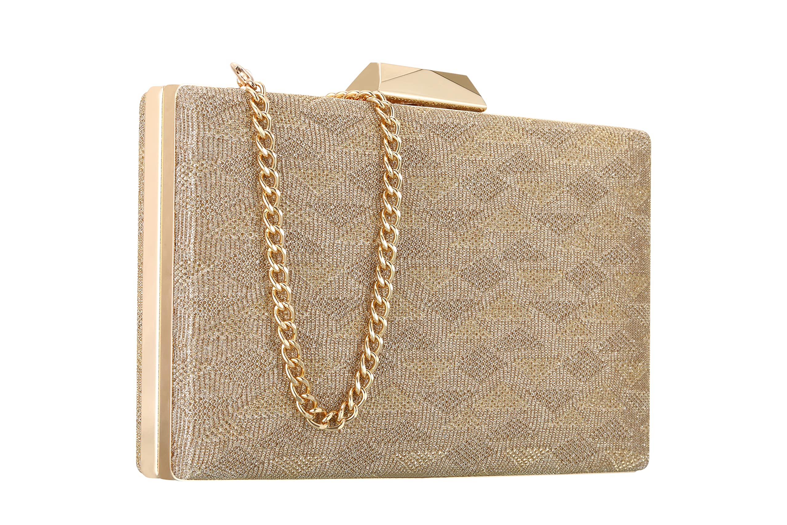 Elegant Gold Clutch Purse for Women - Luxury Evening Bag for Wedding, Party, Bridal & Prom - Stylish Shoulder Handbag - Perfect for Formal Events & Special Occasions