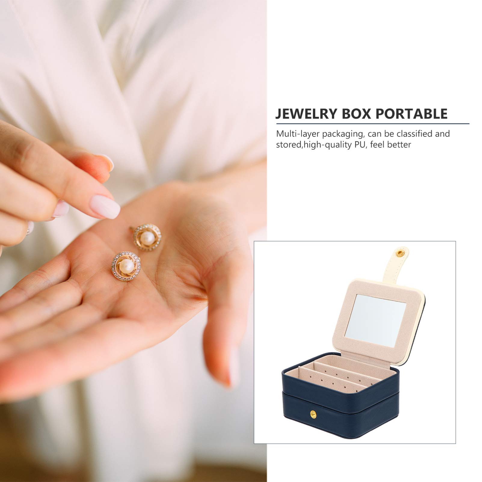 VOSAREA Portable Jewelry Organizer Box - Mini Travel Jewelry Case with Layered Storage for Earrings, Bracelets & Accessories | Compact Plastic Jewelry Holder for Travel, Home & Office Use