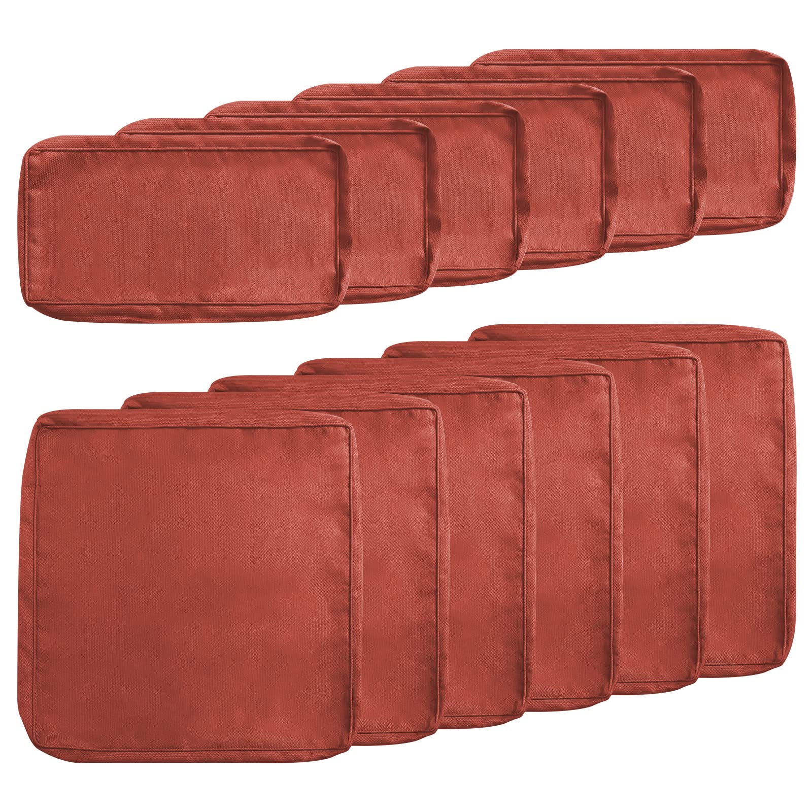 12-Piece Outdoor Patio Cushion Covers Set - Waterproof Replacement Slipcovers (6 Seat + 6 Back) with Zipper for Patio Furniture, Sofa, Sectional - Durable UV-Resistant Fabric - Orange - Perfect for Backyard, Deck, Poolside & Outdoor Living Spaces