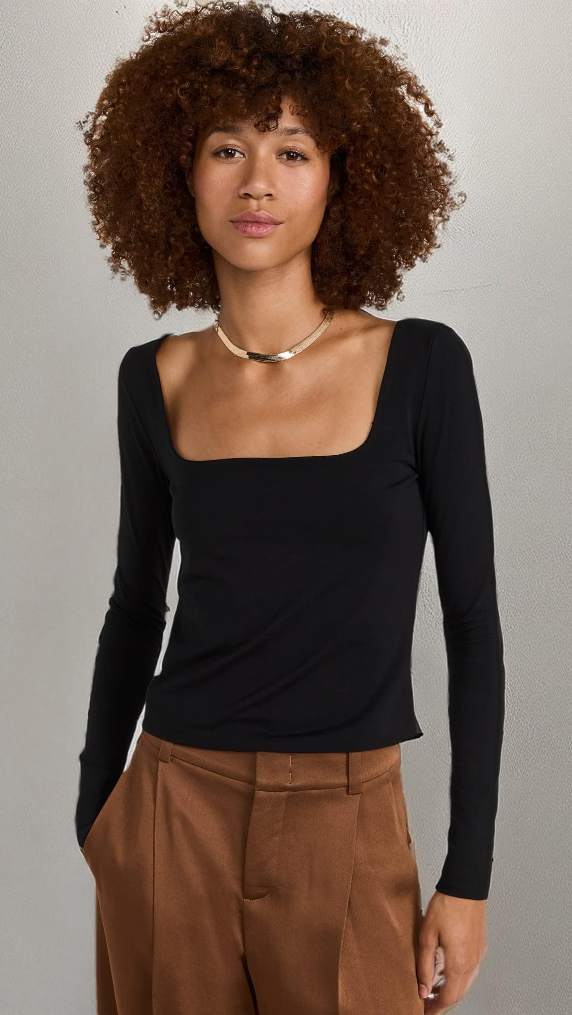 Vince Women's Long Sleeve Square Neck Top - Elegant Casual Blouse for Work, Date Night & Everyday Wear | Soft Stretch Fabric, Flattering Fit | Perfect for Office, Dinner Outings & Weekend Errands