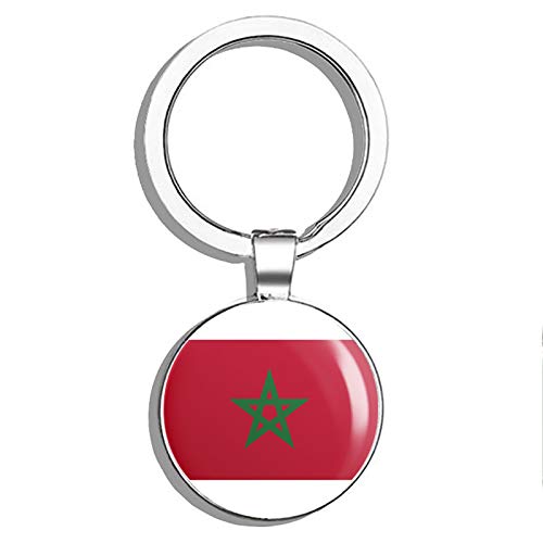 Double-Sided Morocco Flag Stainless Steel Keychain - Durable Key Ring Holder with Car Key Finder for Travel, Gifts & Everyday Use