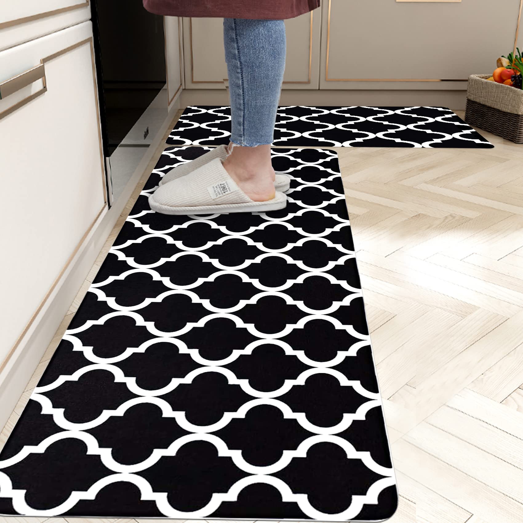 HomComoda Anti-Fatigue Kitchen Mat Set - Waterproof PVC Floor Mats for Sink & Laundry (17x28