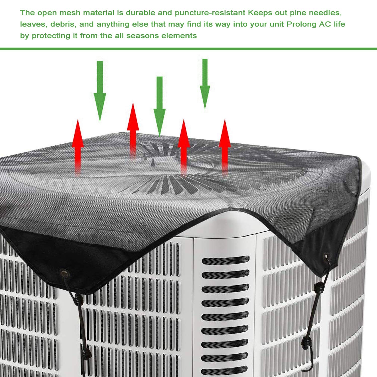 AC Cover - 36x36 Black Air Conditioner Leaf Guard for Central Units - Protects from Leaves, Cottonwood & Debris - Outdoor Use for Home & Garden