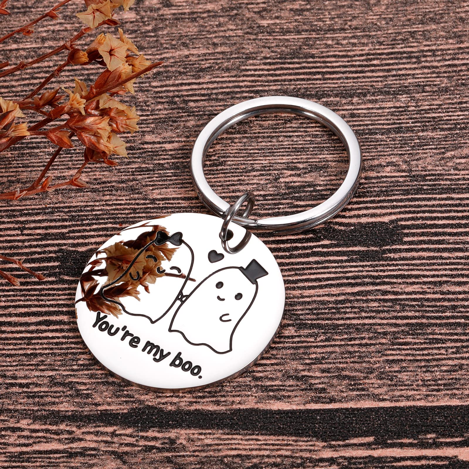 Anniversary Boo Keychain - Romantic Couple Gift for Boyfriend, Girlfriend, Husband, Wife - Valentine's Day, Wedding Anniversary & Birthday Present - Cute Halloween Boo Basket Stuffer for Girls & Boys - Perfect for Couples, Gifts Under $20, Stocking Stuffers & Party Favors