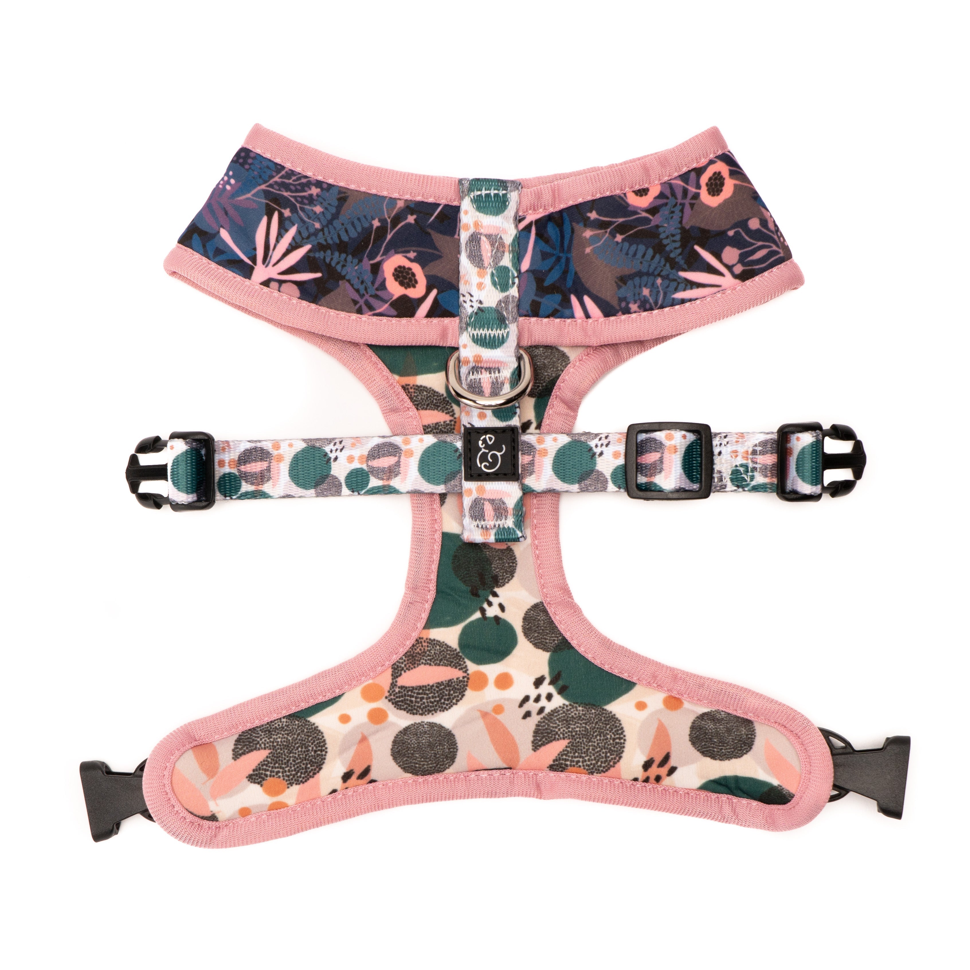 Lucy & Co. Enchanted Forest Dots & Purple/Pink Reversible Dog Harness - Adjustable Pet Vest for Small Medium Dogs, Perfect for Walking, Hiking & Outdoor Adventures