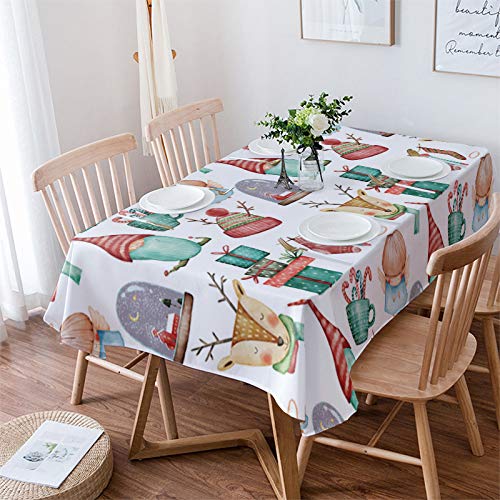 ARTSHOWING Waterproof Spillproof Burlap Tablecloth - 60x104 Inch Christmas Table Cover for Rectangle, Square & Round Tables | Holiday Decor with Deer & Ornament Designs | Perfect for Christmas Dinner, Party Decorations & Festive Home Decor