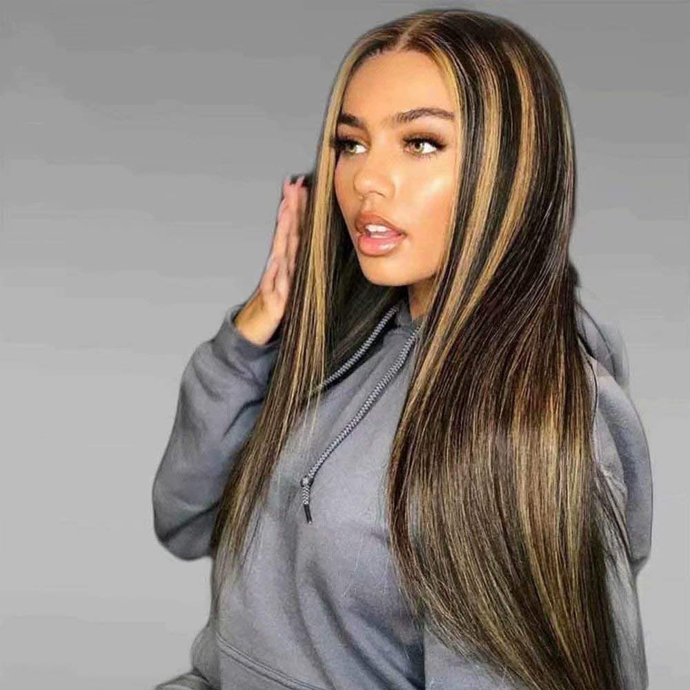 150 Density 1B/27 Ombre Highlight Brazilian Human Hair Lace Front Wig - 13x6 Deep Part Straight with Baby Hair for Black Women (26 Inch) | Perfect for Daily Wear, Special Occasions & Protective Styling