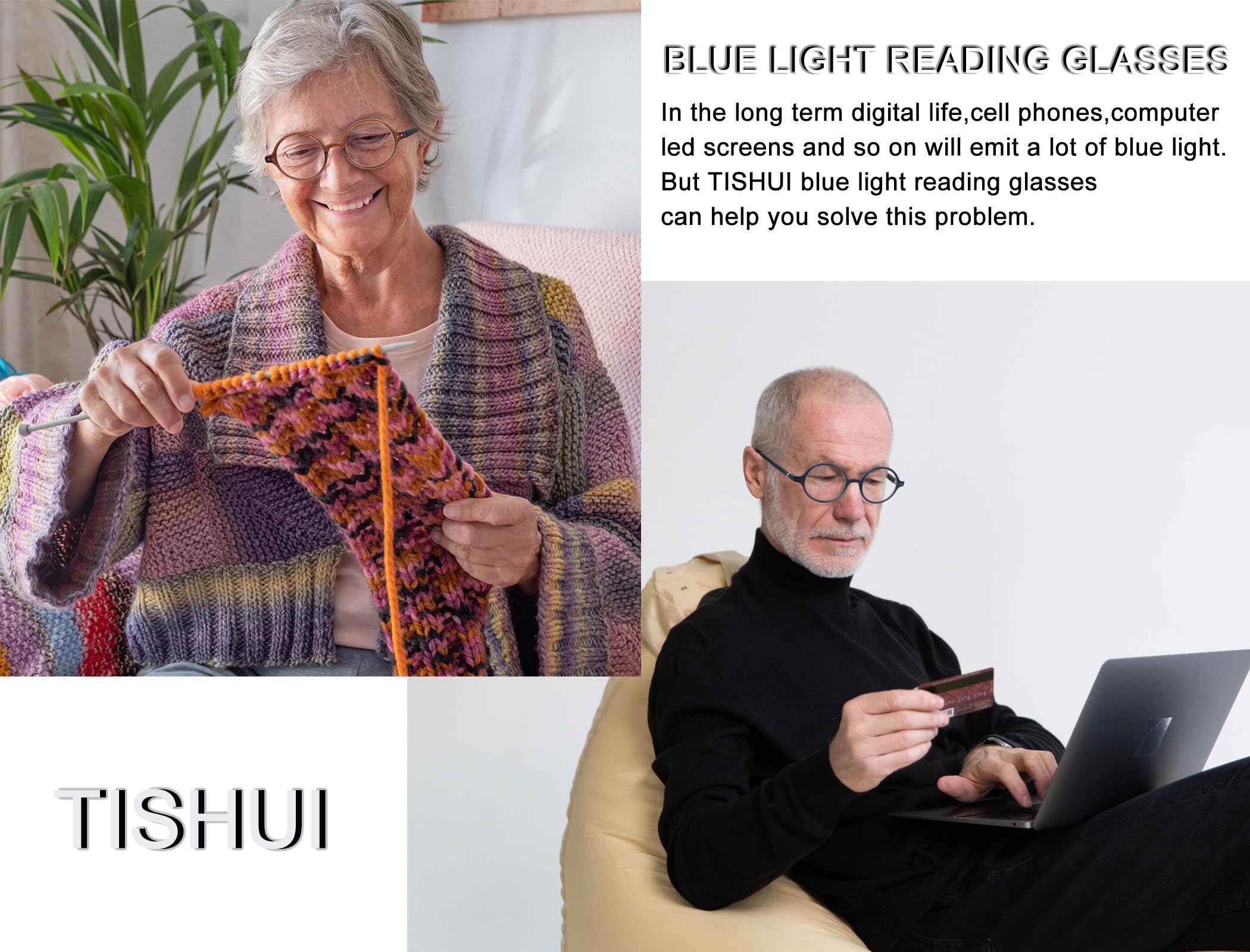 Blue Light Blocking Round Reading Glasses for Women & Men - Unisex Ultra Lightweight Circular Readers - Perfect for Computer Work, Reading & Screen Time