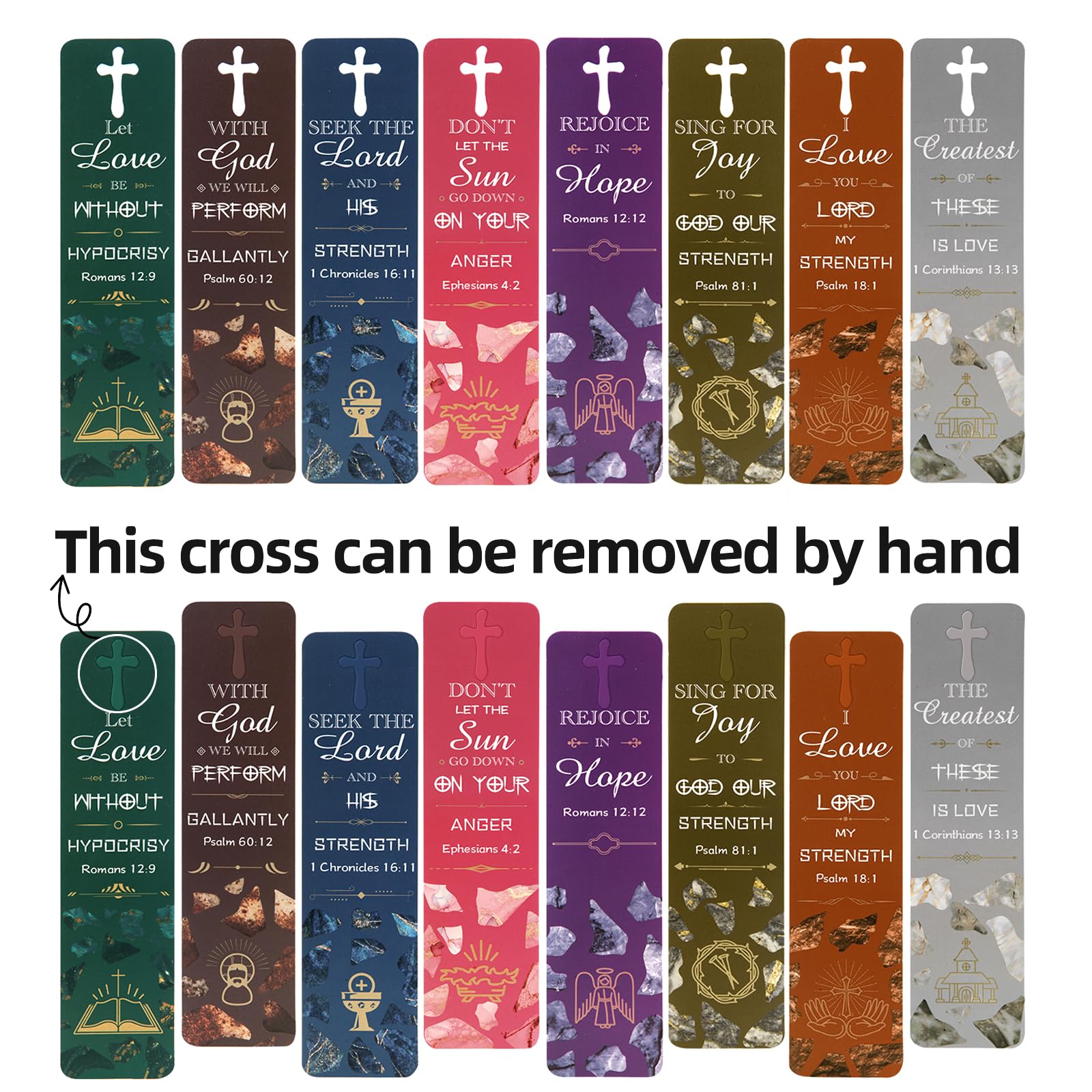 48-Piece Christian Bible Bookmarks Set with Hollow Cross Design - Inspirational Scripture Book Markers for Bible Study, Church Gifts, Men & Women - Perfect for Sunday School, Bible Study Groups & Personal Devotion