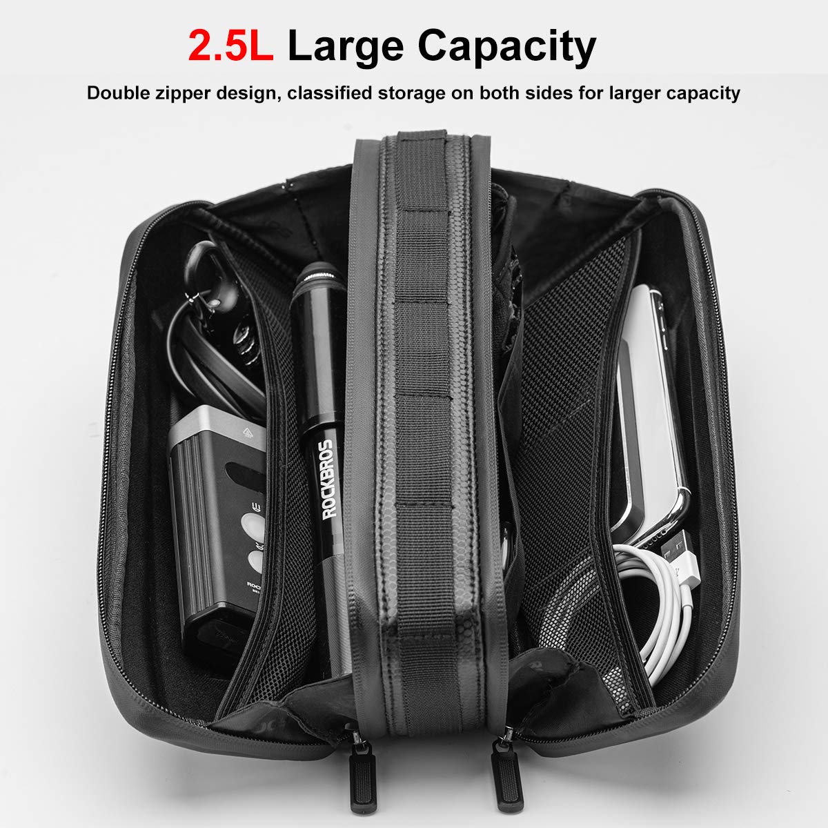 ROCKBROS Waterproof EVA Bike Frame Bag - Triangle Storage Pouch for Mountain & Road Bicycles | Under Top Tube Saddle Bag | Durable Cycling Accessories for Commuting, Touring & Outdoor Adventures