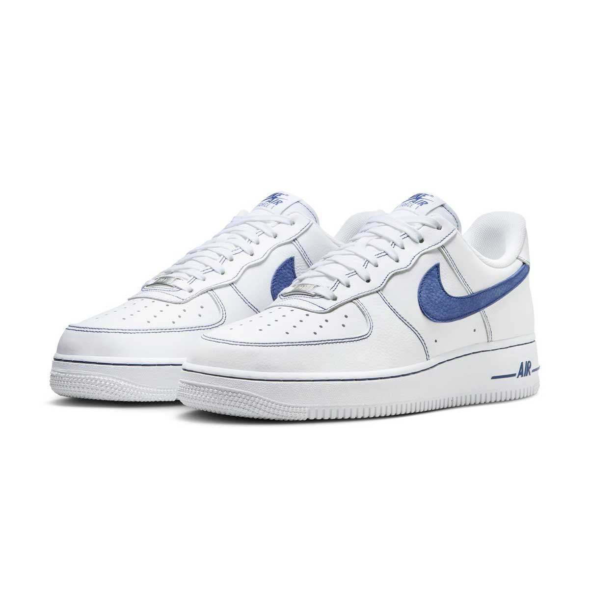 Nike Air Force 1 '07 LV8 Men's Sneakers - White & Deep Royal Blue Basketball Shoes for Casual Wear & Street Style