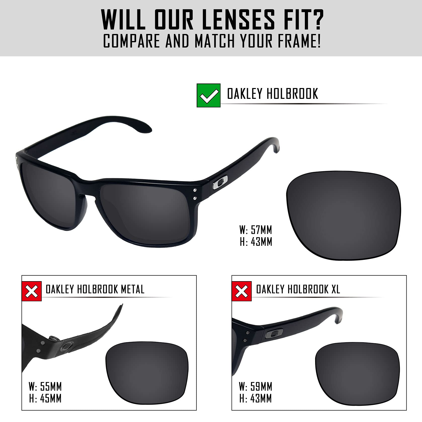 Oakley Holbrook OO9102 Polarized Replacement Lenses - Fire Red Sunglass Lenses for Driving, Fishing & Outdoor Sports