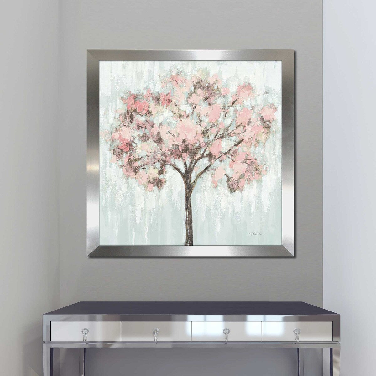 Blooming Tree Blush Crop Print by Silvia Vassileva - Acrylic Wall Art for Living Room, Bedroom & Office Decor