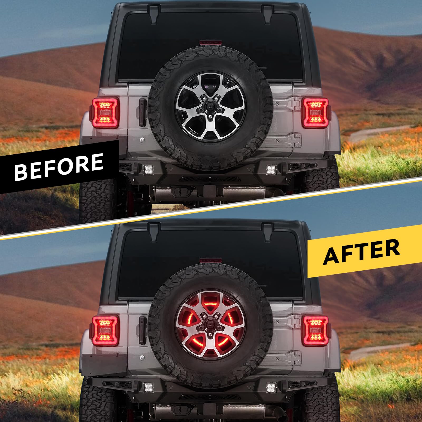 BORDAN Spare Tire LED Third Brake Light for Jeep Wrangler JL JLU (2018-2022) - Plug & Play Replacement Rear Brake Light - Enhanced Safety & Visibility for Off-Road Adventures & Night Driving