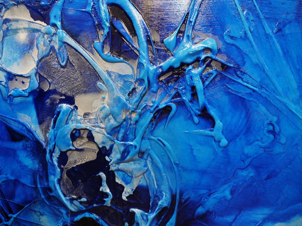 Blue and White Textured Abstract Canvas Painting - 190cm x 100cm Modern Wall Art for Living Room, Bedroom & Office Decor | Sapphire Horizon Collection