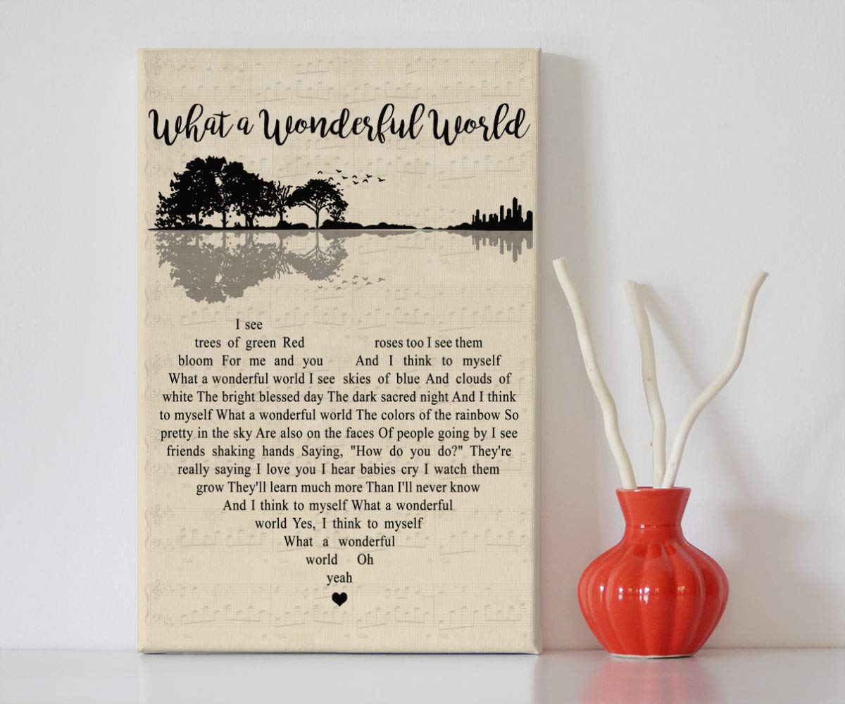 Wonderful World Lyrics Framed Canvas Print - 16x24 Wall Art for Home Decor