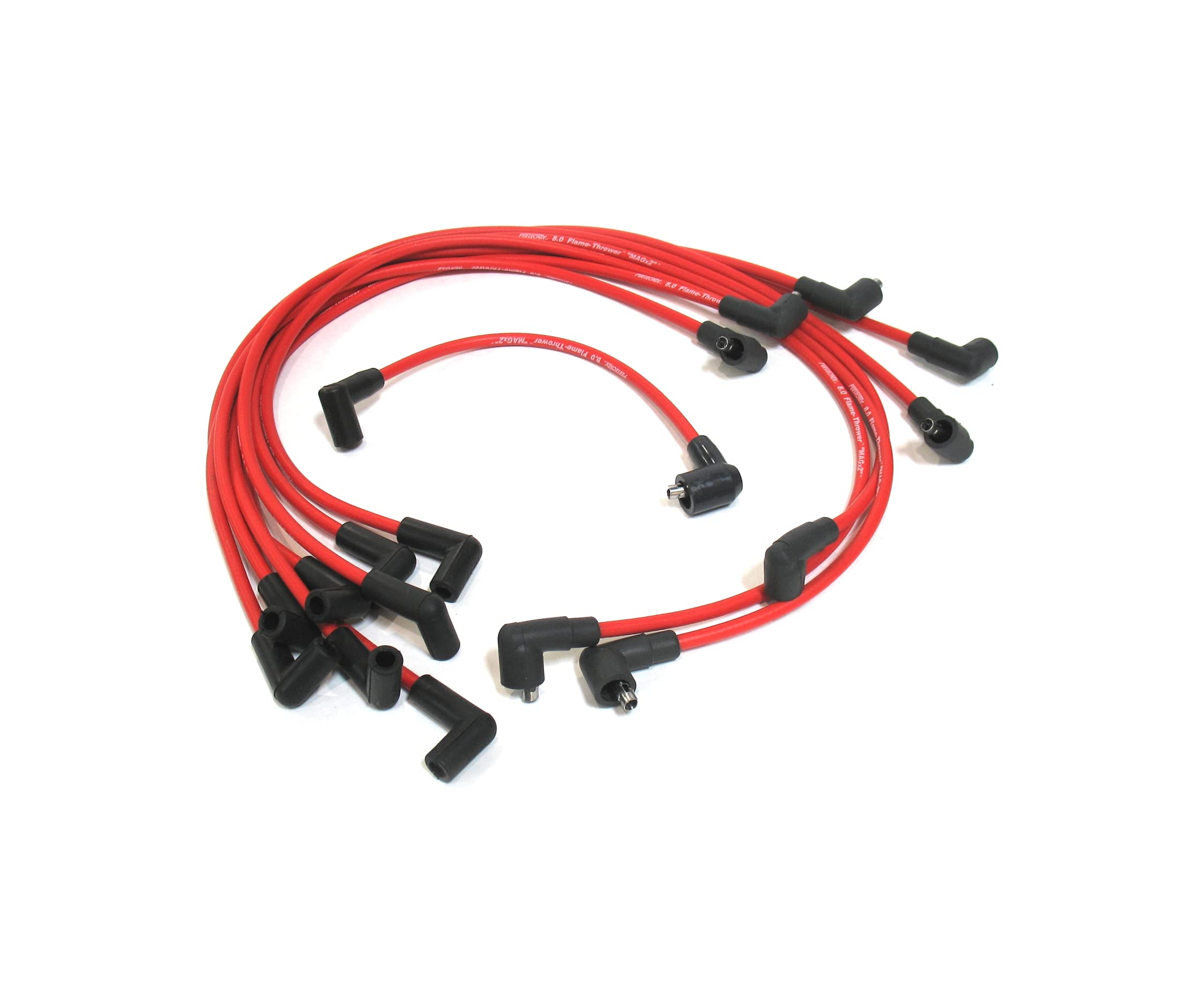 Pertronix 808450 Flame-Thrower Red 8mm 8 Cylinder Spark Plug Wire Set - High Performance Ignition Wires for Classic Cars & Hot Rods - Perfect for Engine Upgrades & Racing Applications