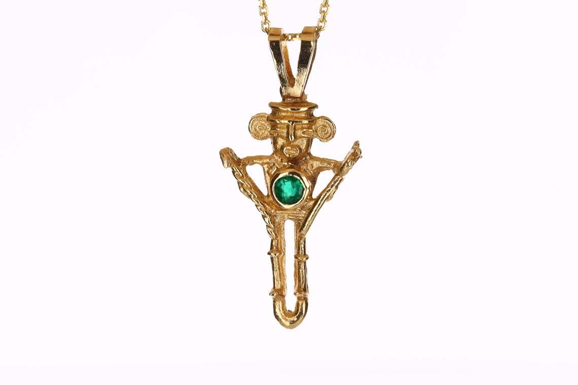 0.30 Carat Round Cut Colombian Emerald Pendant in 18K Gold - Elegant Jewelry Gift for Women, Perfect for Anniversaries & Special Occasions