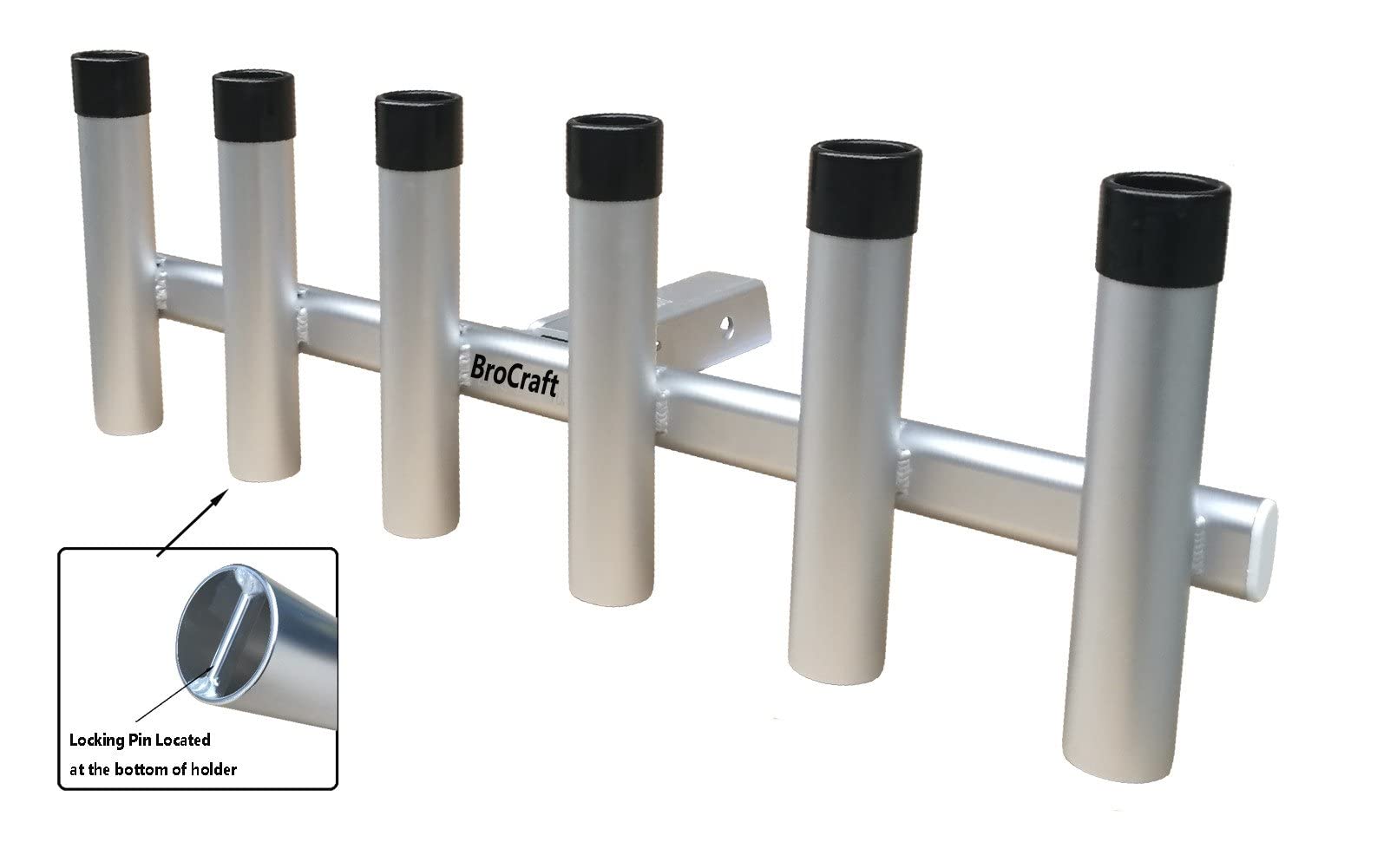 Brocraft Hitch Mount 6 Pole Fishing Rod Holder - Heavy Duty Truck Rod Rack for Pickup & SUV - Perfect for Beach, Lake & River Fishing Trips