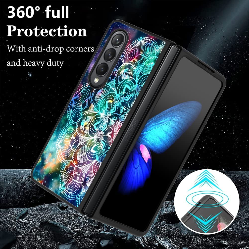 Samsung Galaxy Z Fold 4 Case with Mandala Design - Shockproof Bumper Cover for Protection | Perfect for Travel, Work & Everyday Use