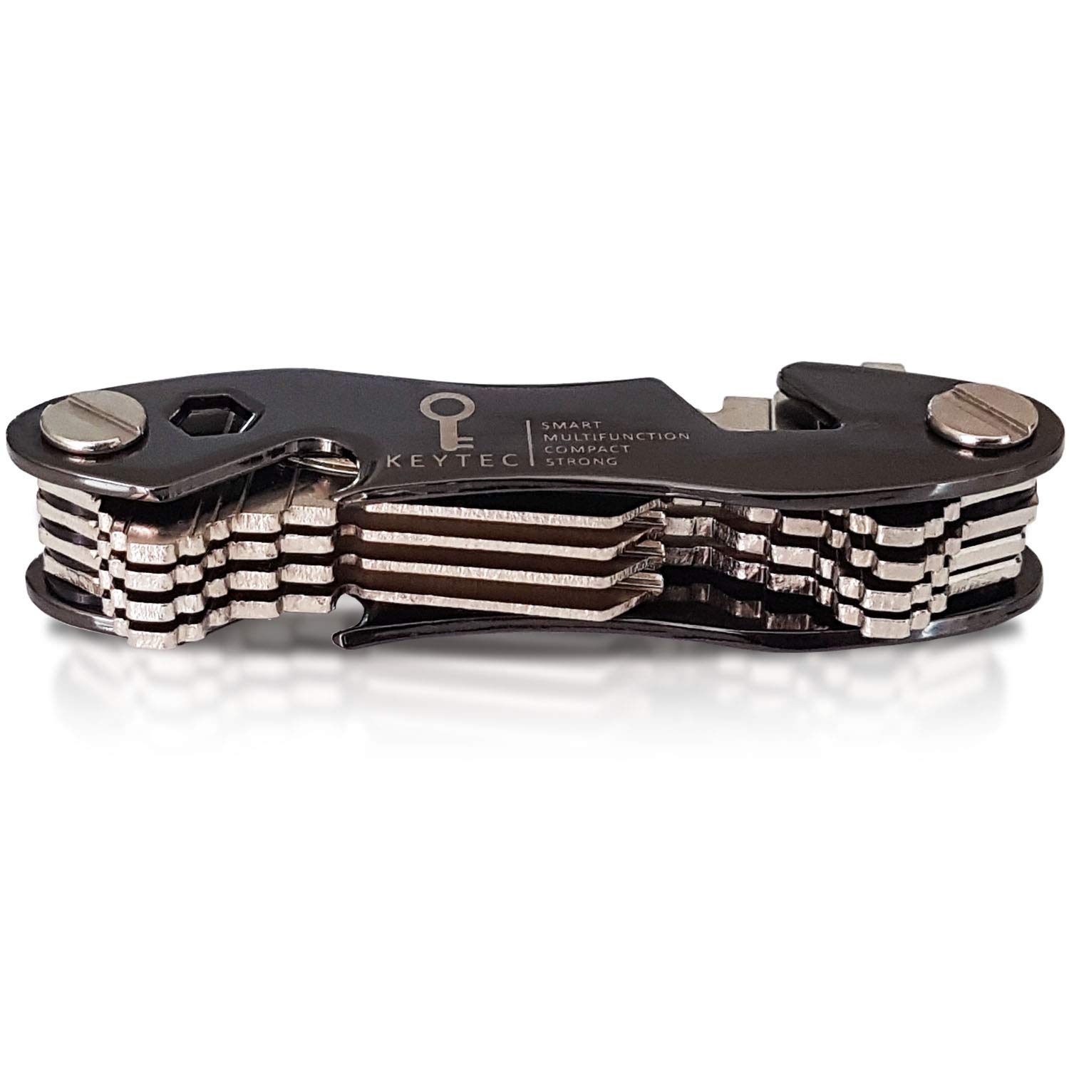 KEYTEC Compact Key Organizer - 12 Key Holder with Bottle Opener & Phone Stand - Perfect for Travel & Daily Use