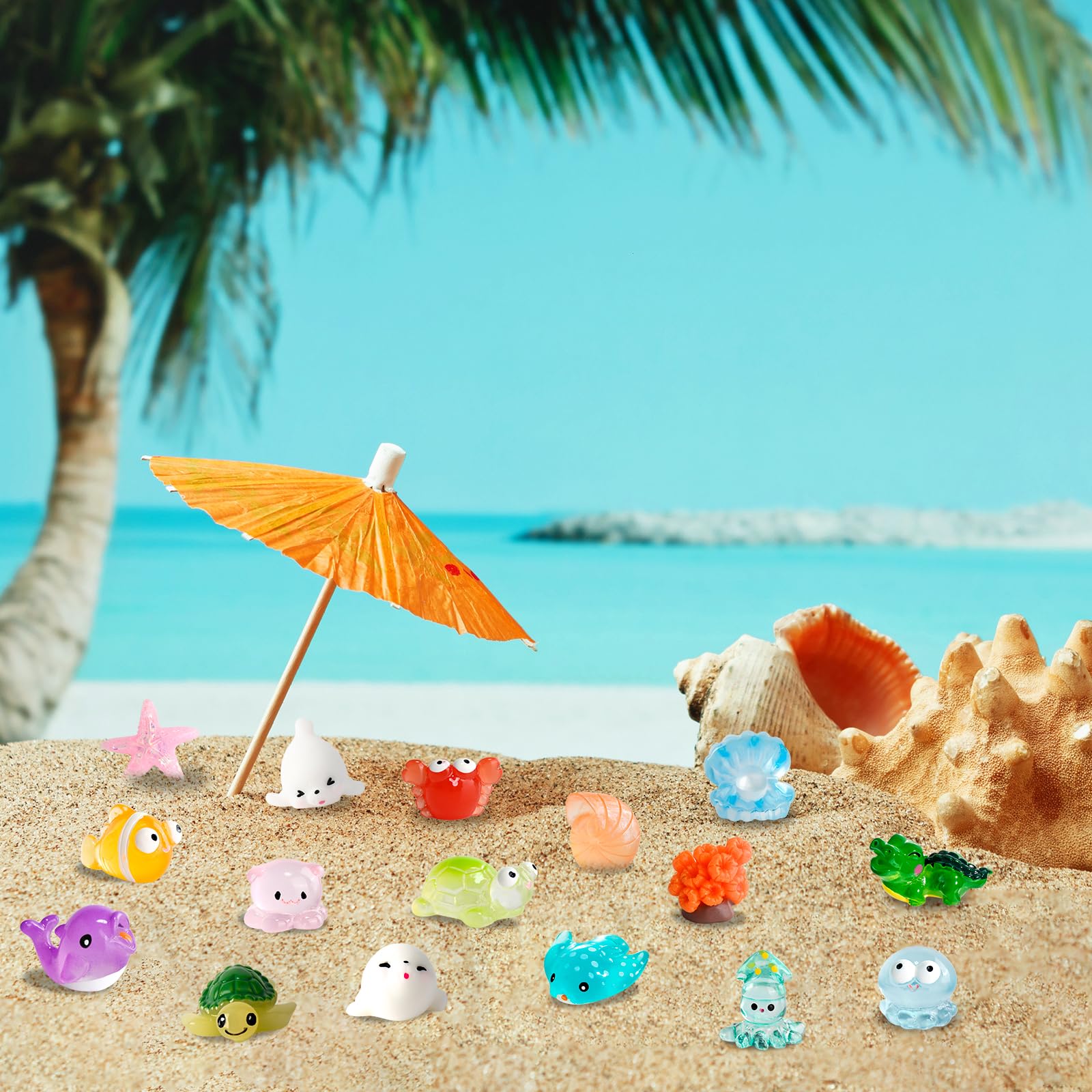 30 PCS Miniature Ocean Theme Resin Figurines - Tiny Sea Animals, Axolotl & Marine Creatures for DIY Fish Tank Decor, Micro Landscape Aquarium | Perfect for Home Aquascaping, Kids Educational Toys & Desk Decorations
