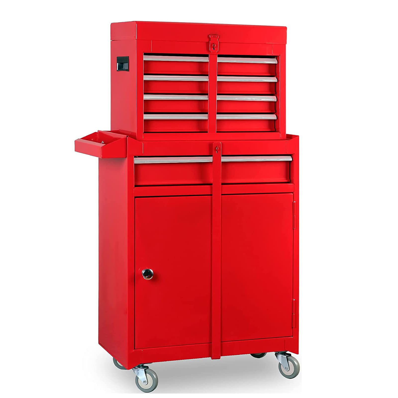 TCE ATBT1204T-RED Torin 4-Drawer Rolling Tool Chest with Detachable Storage Cabinet & Adjustable Shelf - Heavy Duty Garage Workshop Organizer (Red) - Perfect for Mechanics, DIY Enthusiasts & Home Improvement Projects
