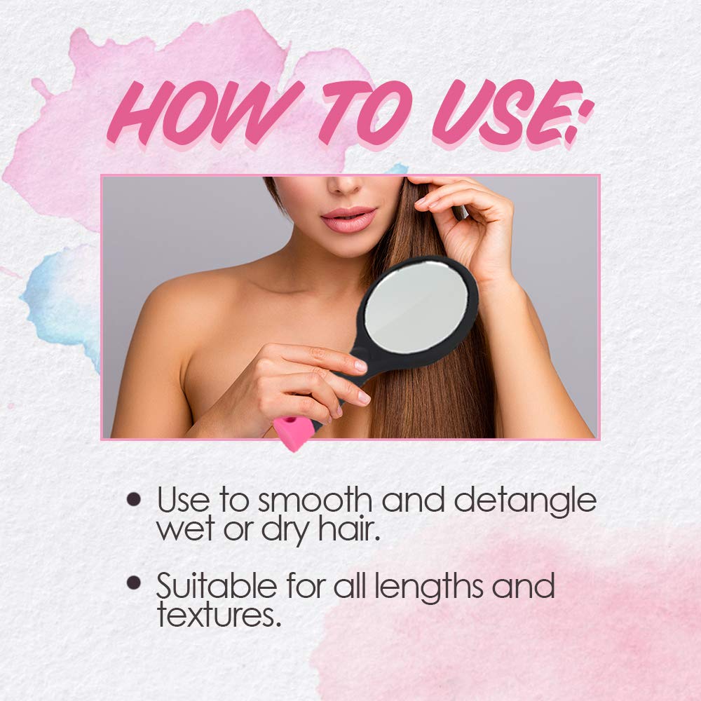 Punky Hair Brush & Detangler with Mirror - Professional Styling Tool for Smooth, Tangle-Free Hair - Perfect for Home, Travel, Salon & Daily Hair Care