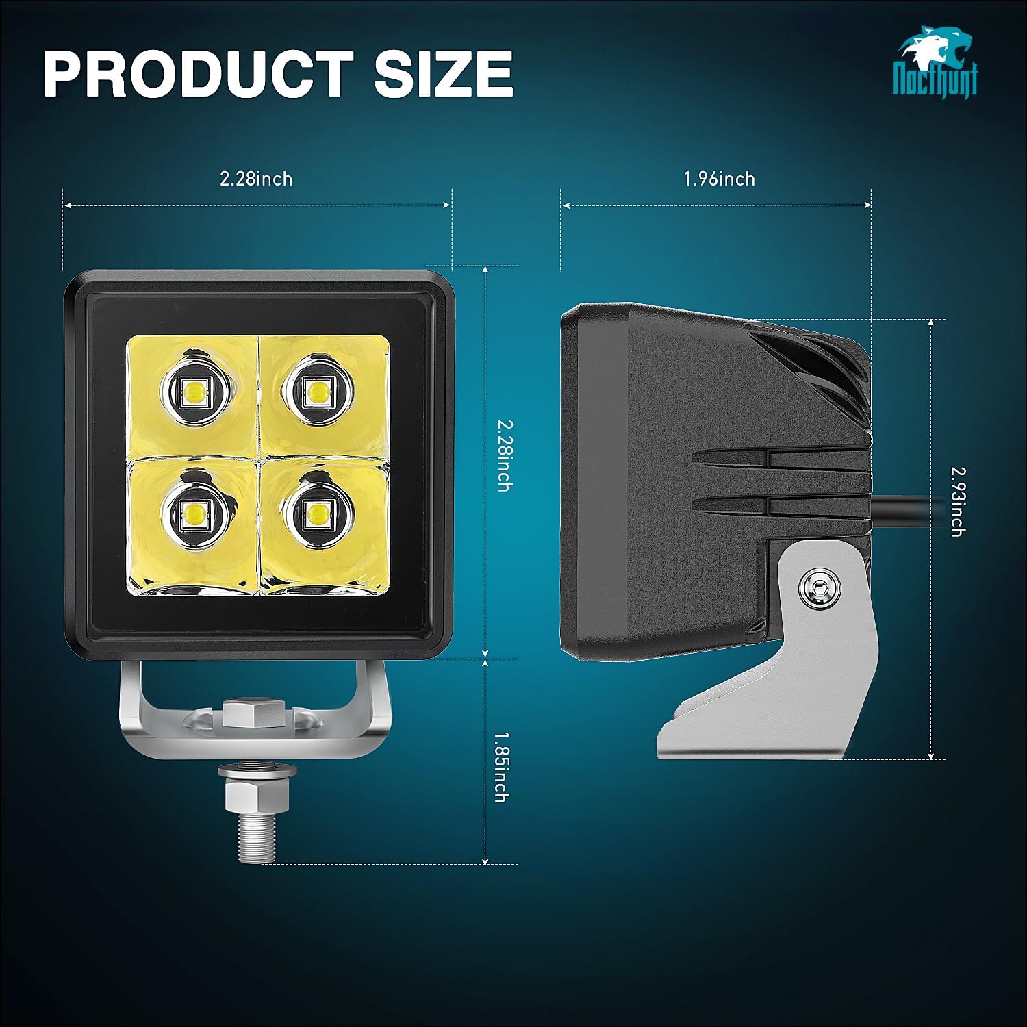 2 Inch 4LED 20W Square Spot Built-in EMC LED Pod Lights (Pair) - Waterproof Off-Road Lighting for Trucks, Jeeps, ATVs & Marine Boats
