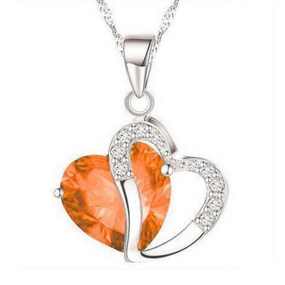 Elegant Heart Crystal Pendant Necklace for Women - Silver & Gold Rhinestone Chain Jewelry - Perfect for Parties, Weddings, and Daily Wear