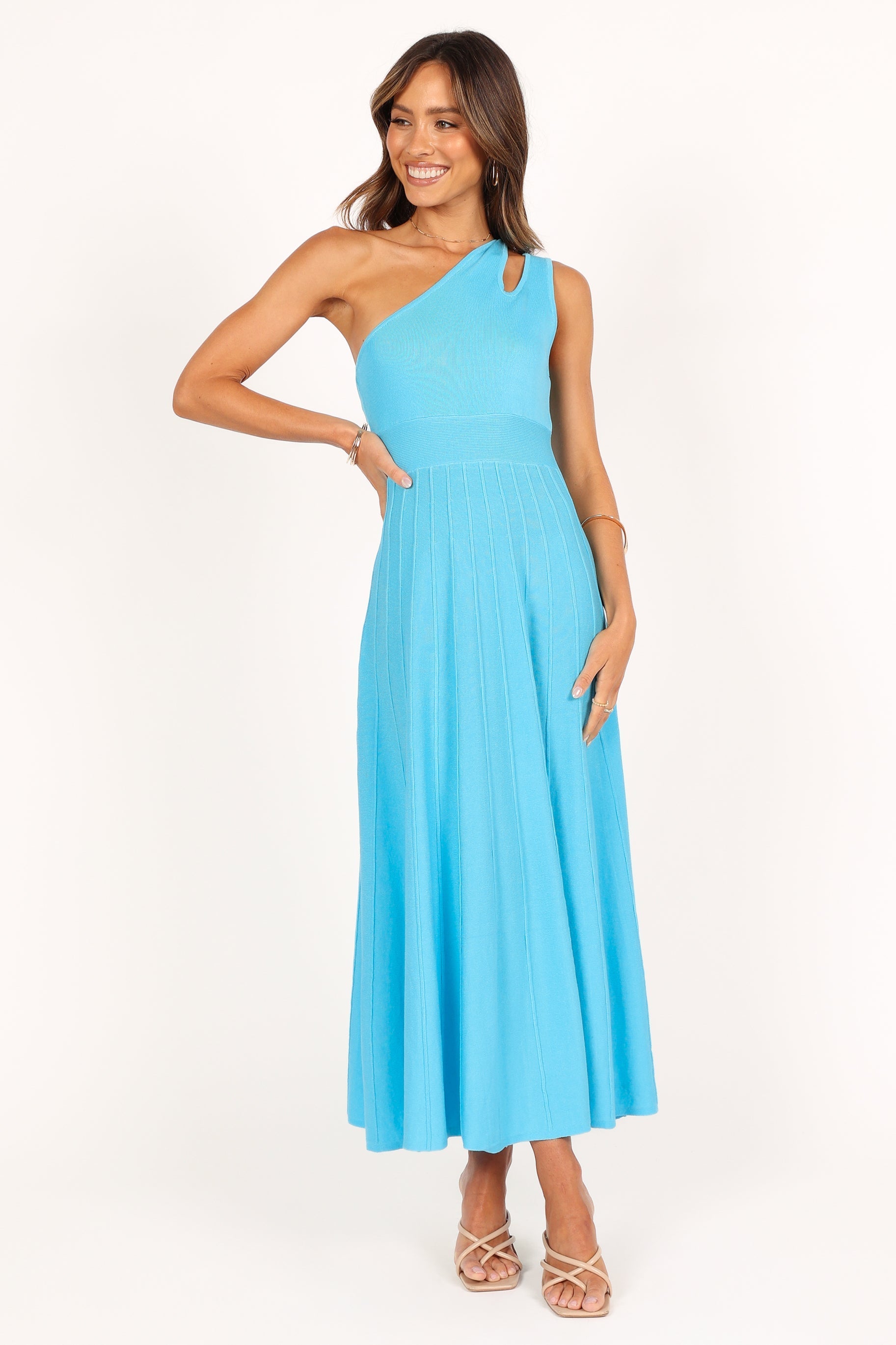 Flynn Midi Knit Dress for Women - Soft Stretch Blue Casual Dress for Everyday Wear | Perfect for Office, Brunch & Date Nights
