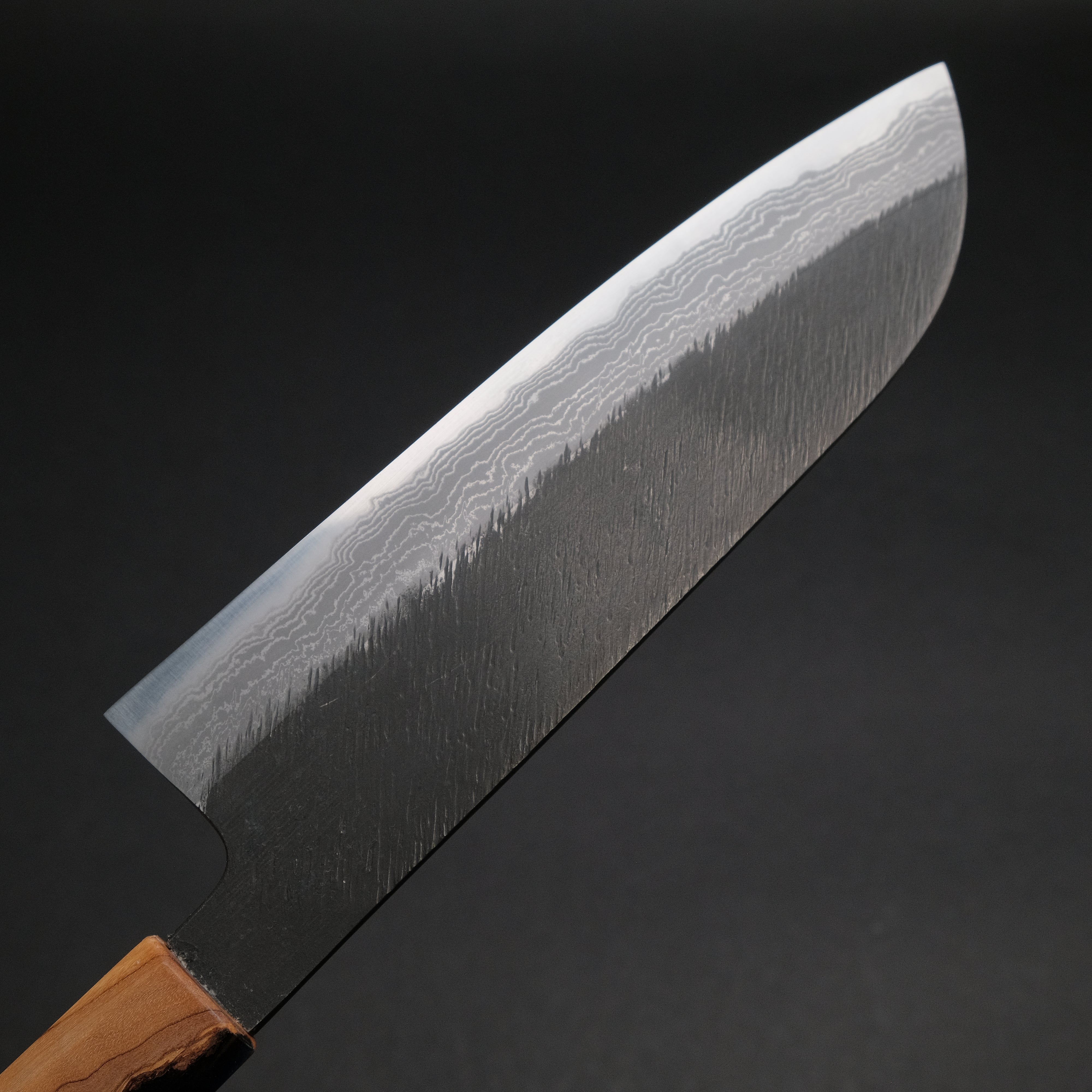 Premium Ajikataya White #2 Matsuba Damascus Santoku Knife 180mm - Olive Wood & Resin Handle (#19) - Japanese Kitchen Knife for Professional Chefs & Home Cooking - Perfect for Slicing, Dicing & Chopping Vegetables, Meat & Fish