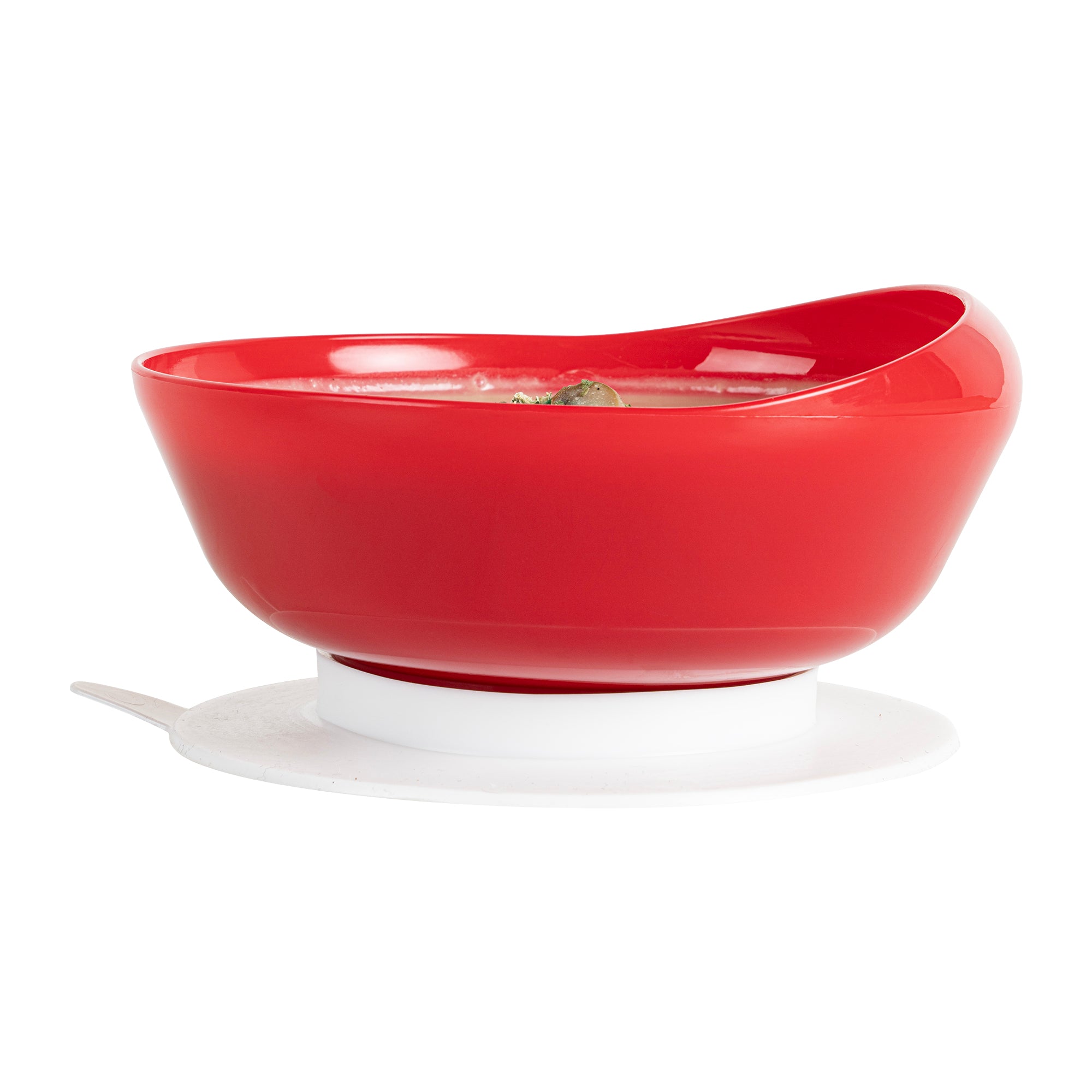 Adapt Tek 19 oz Spillproof Red Plastic Scoop Bowl with Suction Base - 5.75 x 5.75 x 3 Inches - Perfect for Baby Feeding, Pet Food, and Kitchen Storage (1 Count)