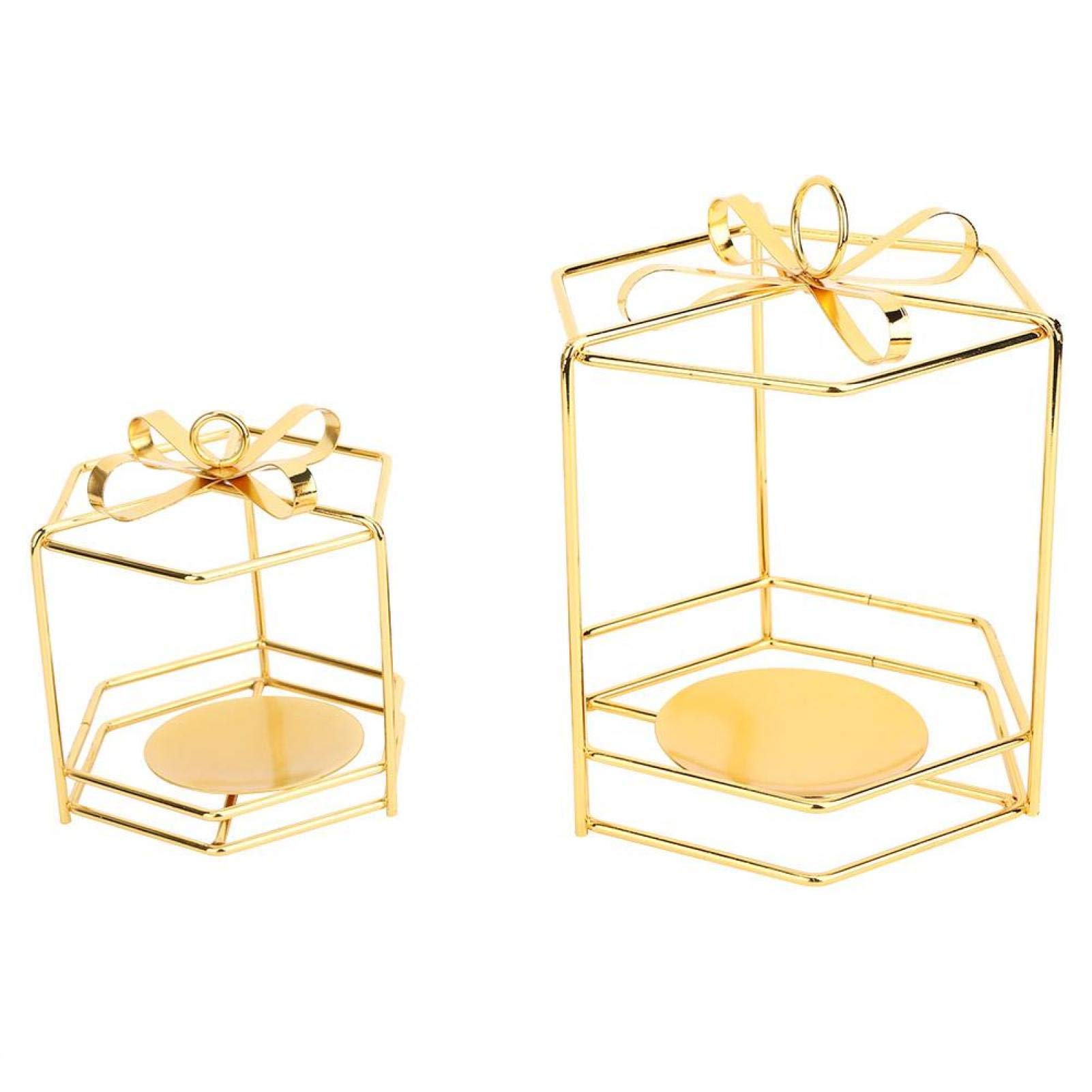 Golden Iron Candle Holder Set of 2 - Vintage Lantern Style Candle Cups for Wedding Decor, Table Centerpiece, Romantic Home Decor & Party Decoration - Perfect for Weddings, Dining Tables, Fireplace Mantels & Outdoor Gatherings