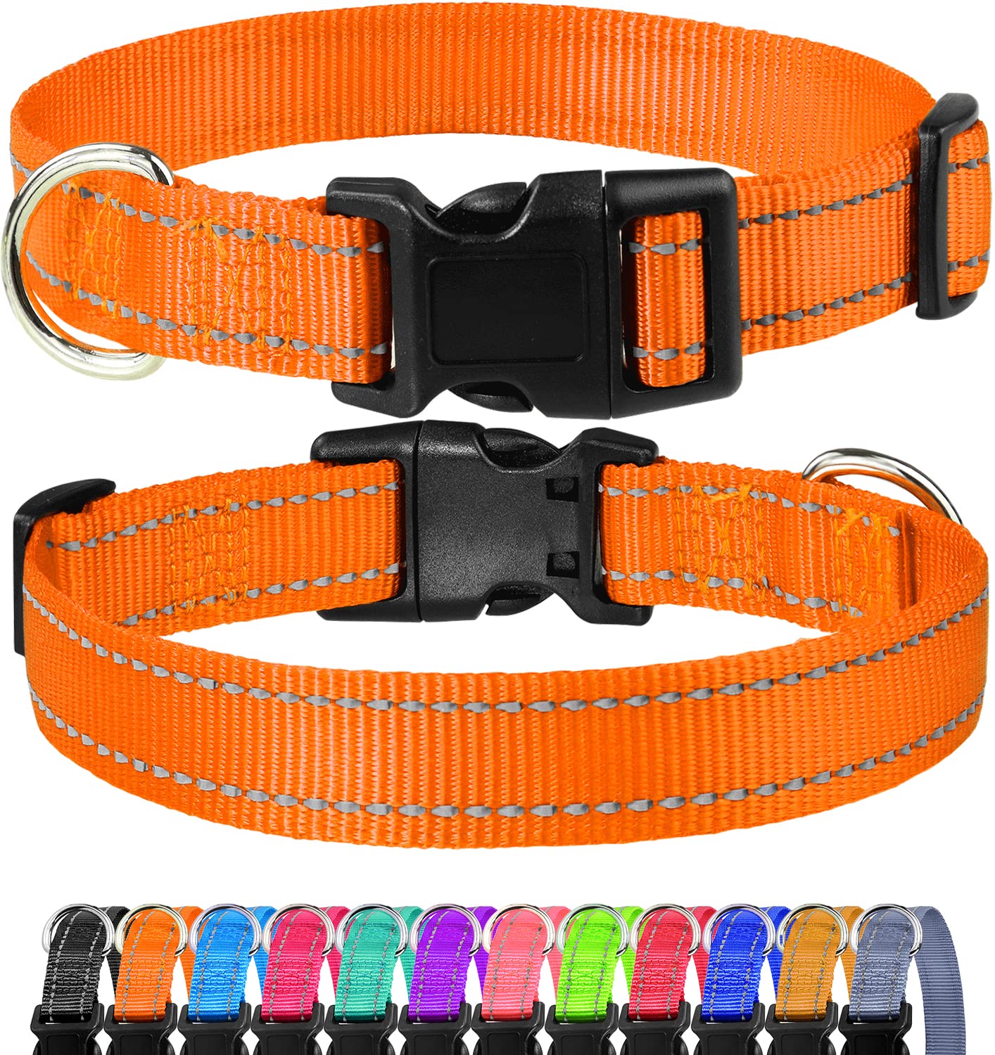 Reflective Nylon Dog Collar for Small Dogs - Adjustable Puppy Collar with Quick Release Buckle, 3/8